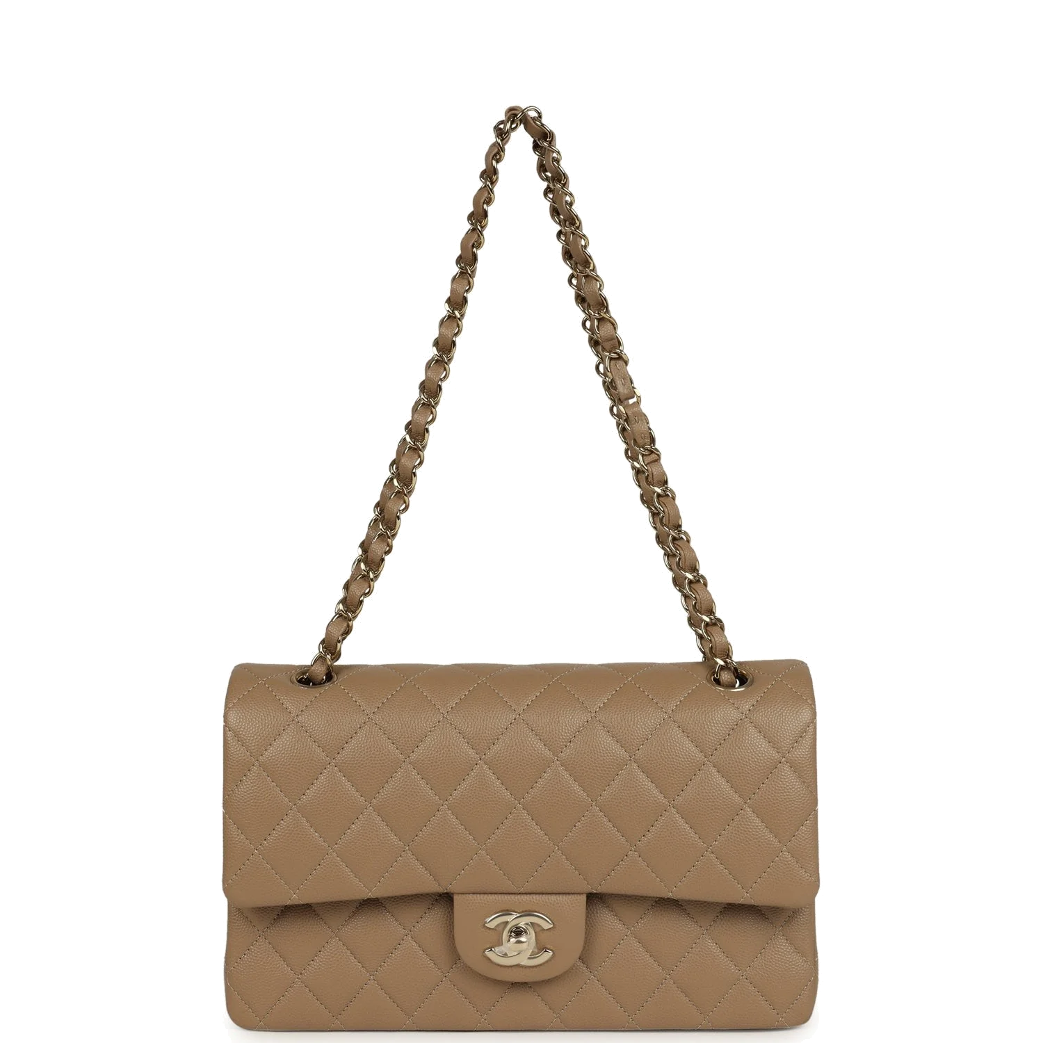 Chanel Medium Classic Double Flap Bag Light Brown Caviar — фото 8