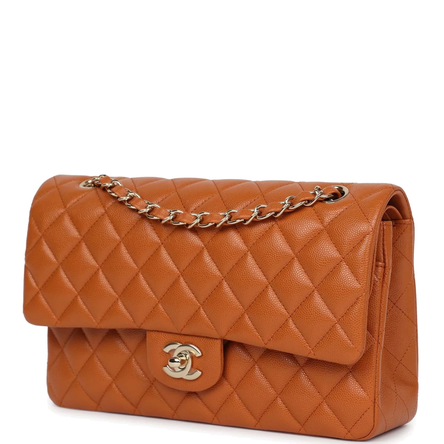 Chanel Medium Classic Double Flap Bag Caramel Shiny Caviar — фото 6