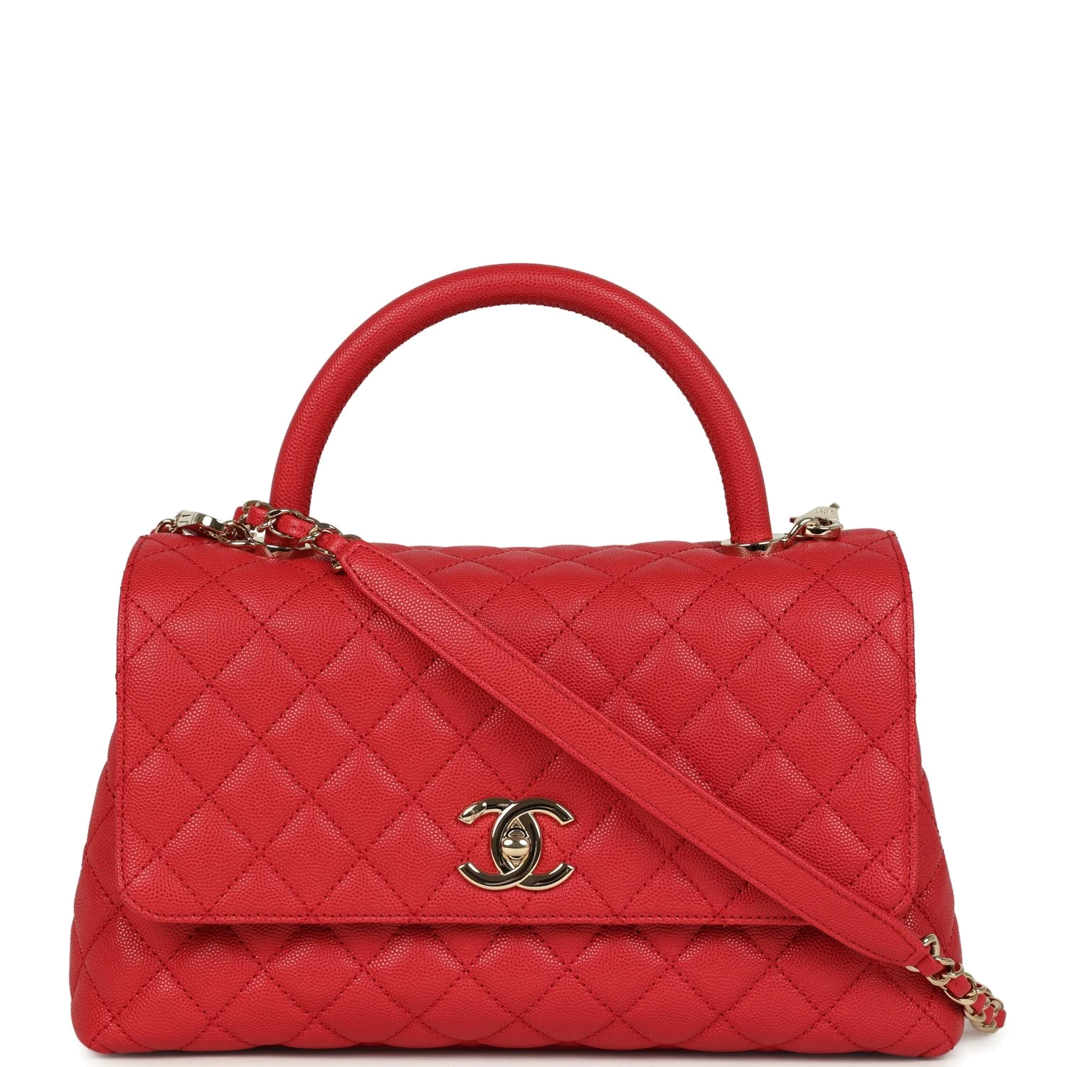 Chanel Small Coco Handle Flap Bag Red Caviar — фото 1
