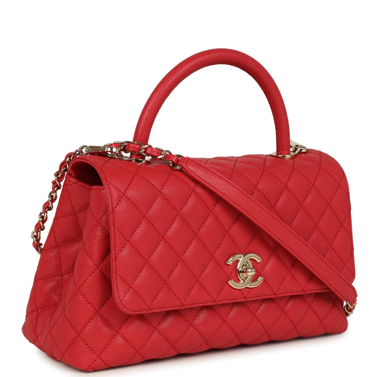 Chanel Small Coco Handle Flap Bag Red Caviar — фото 3