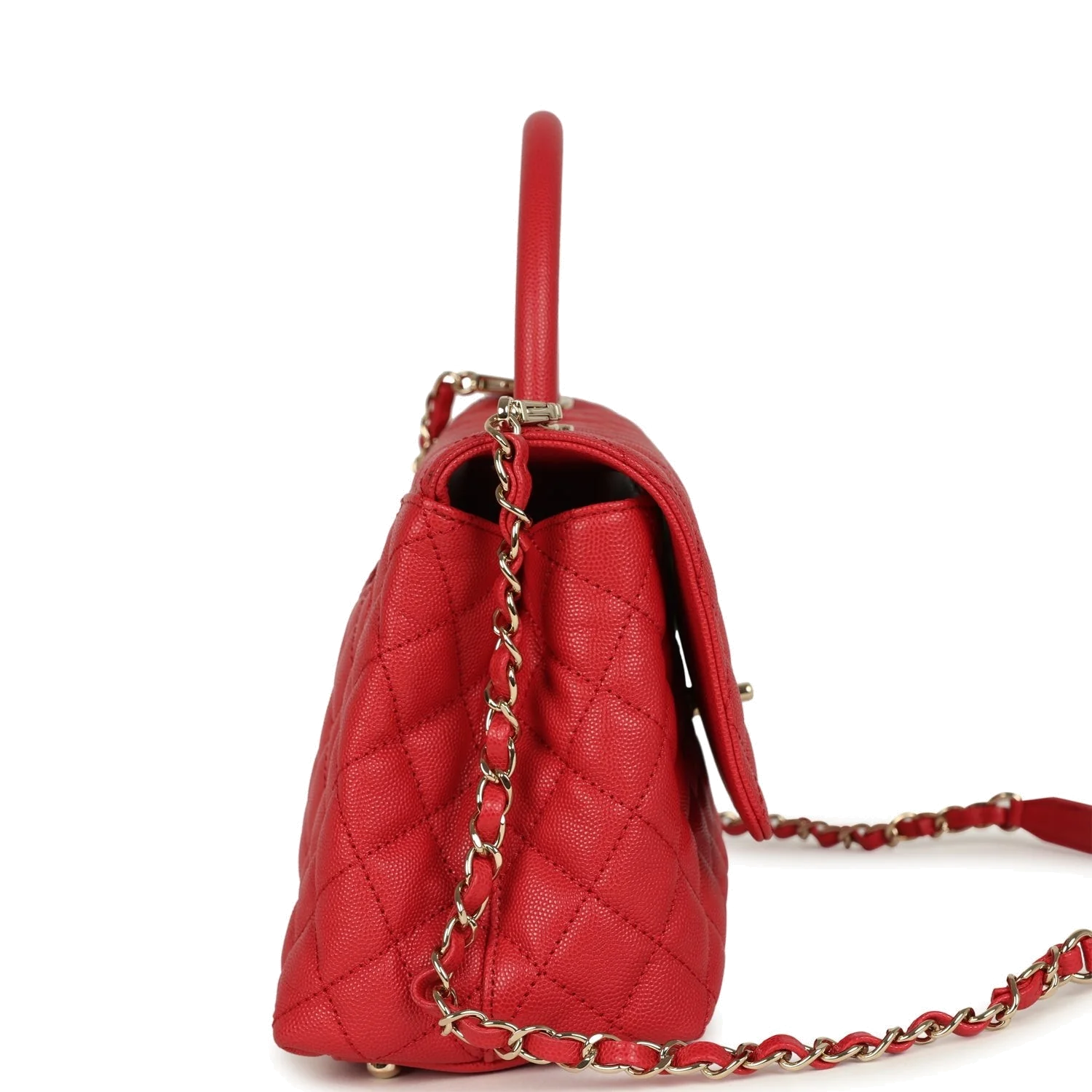 Chanel Small Coco Handle Flap Bag Red Caviar — фото 4