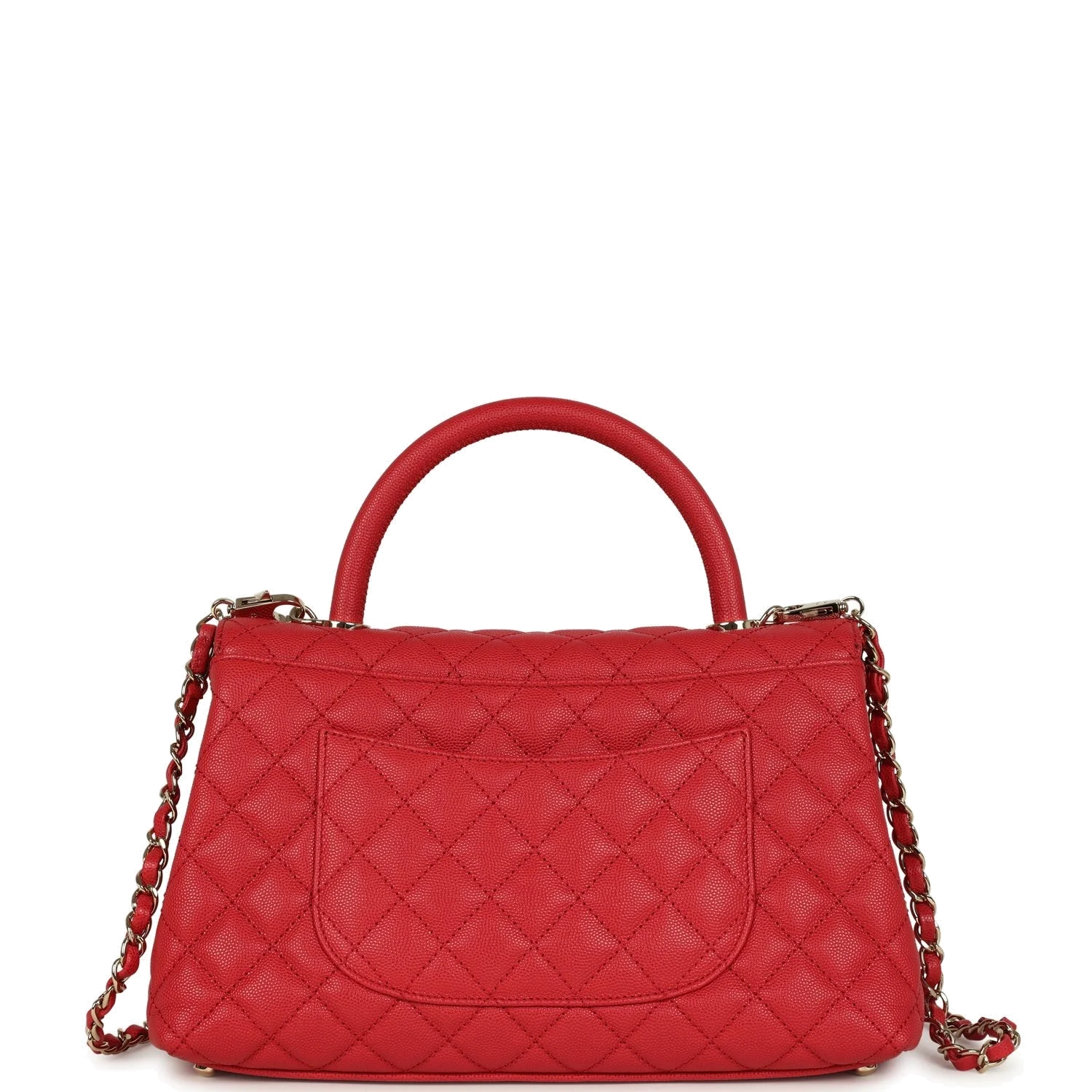 Chanel Small Coco Handle Flap Bag Red Caviar — фото 5