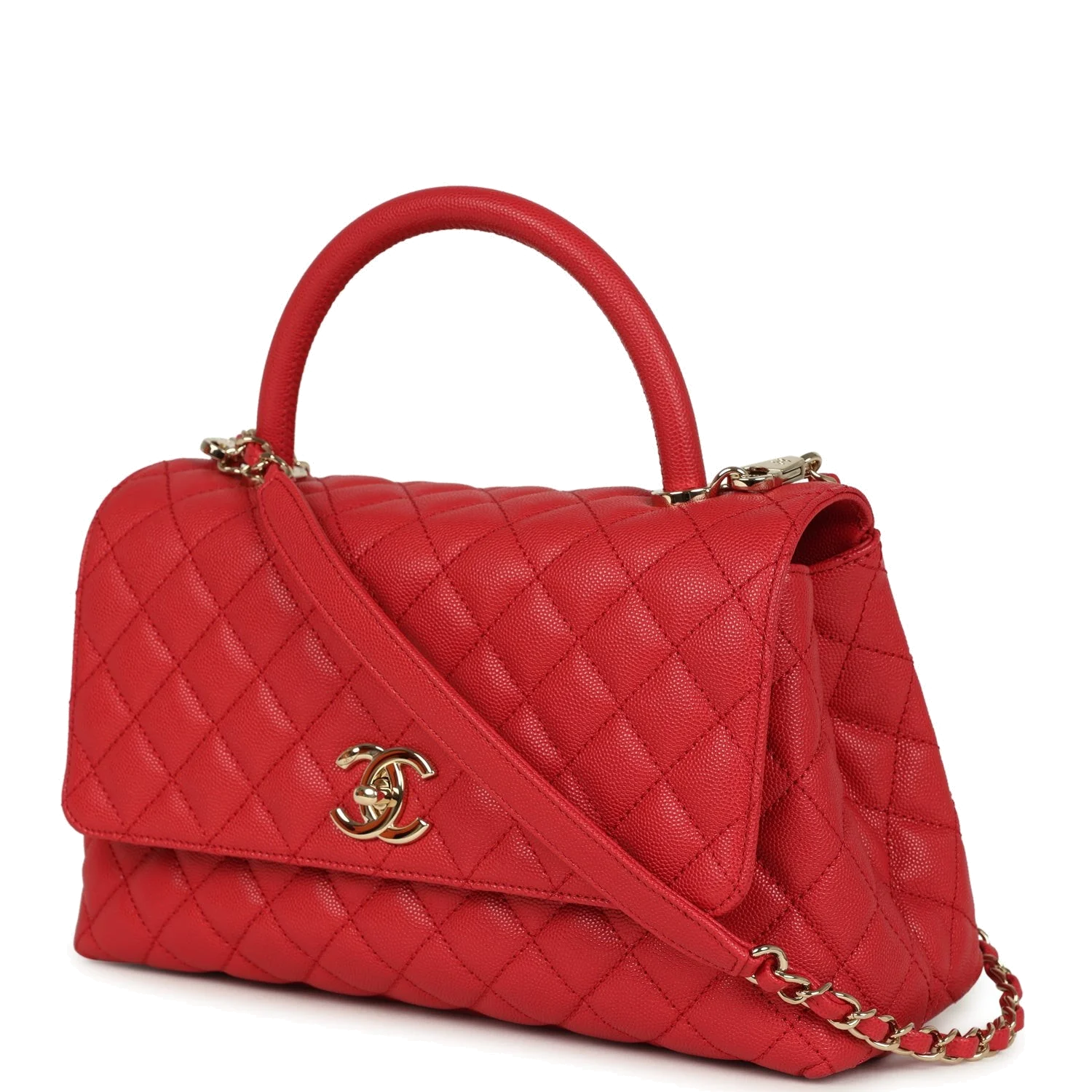 Chanel Small Coco Handle Flap Bag Red Caviar — фото 6