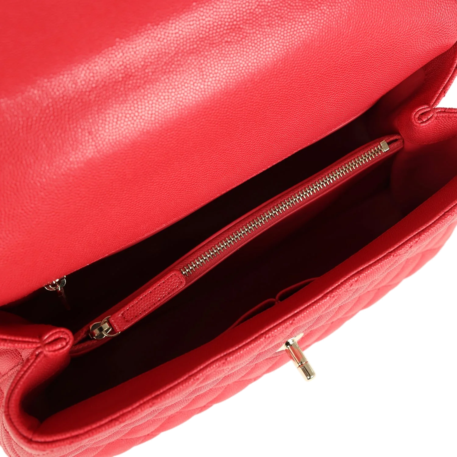 Chanel Small Coco Handle Flap Bag Red Caviar — фото 8