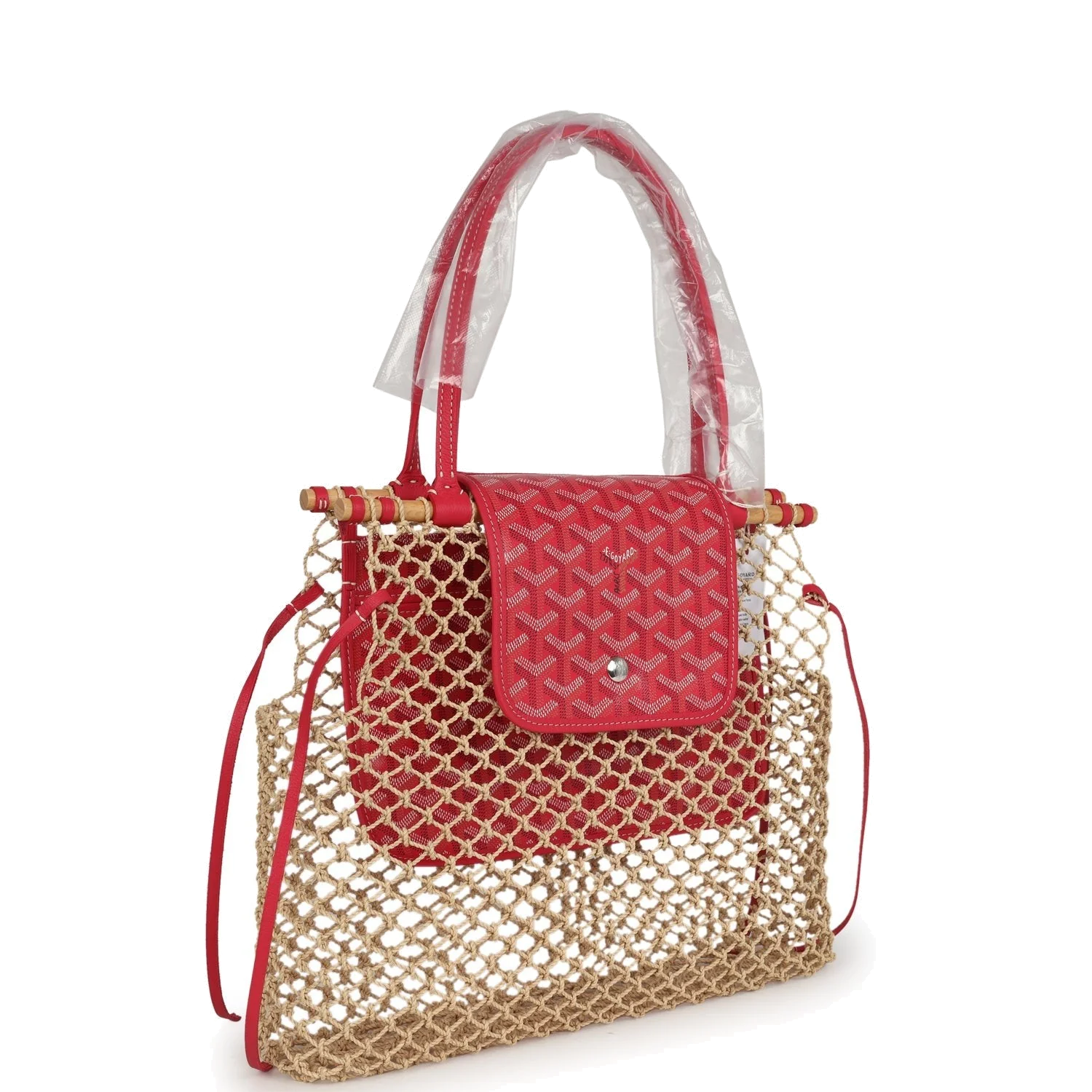 Goyard Goyardine Canvas Fuchsia Aligre Bag Raffia Net — фото 3