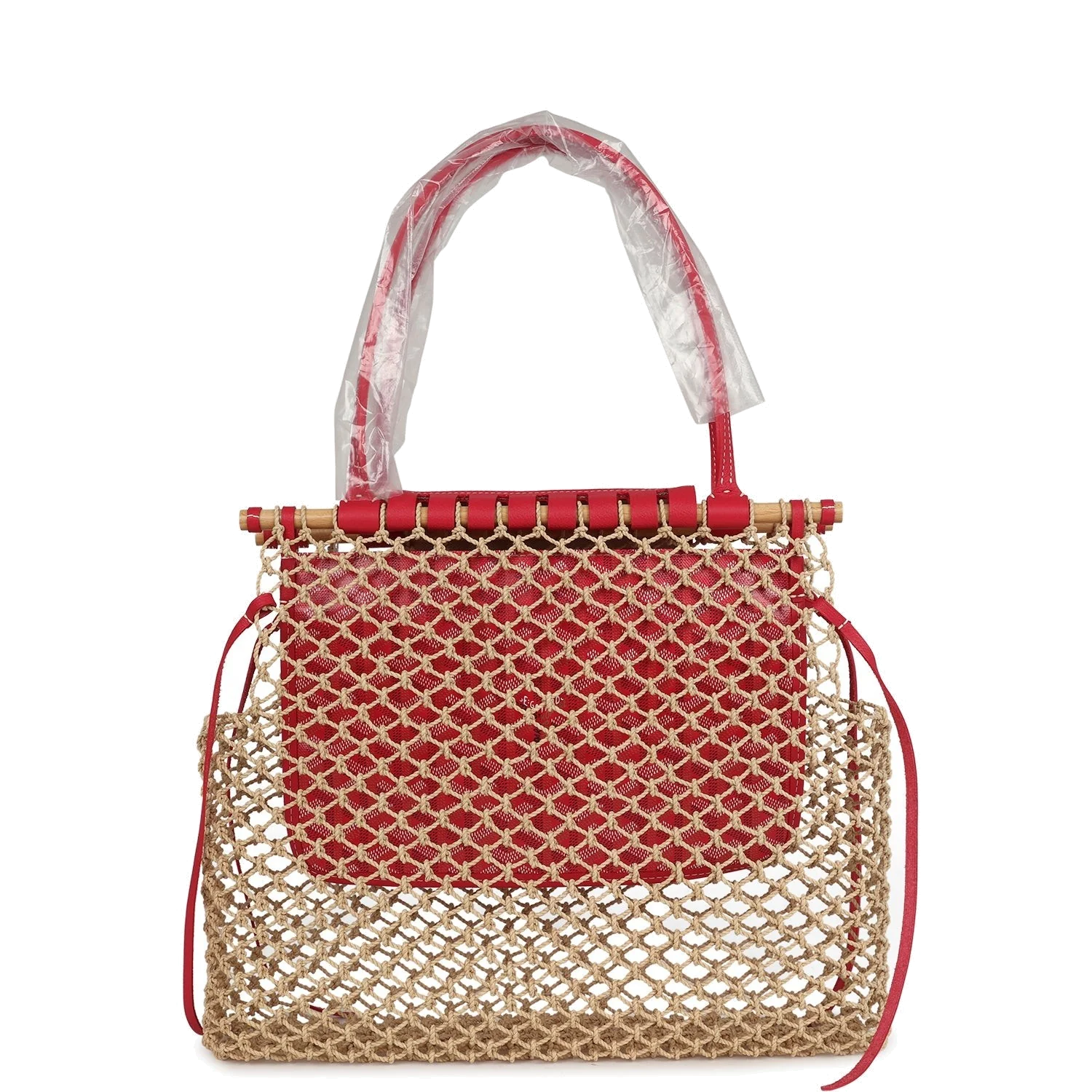 Goyard Goyardine Canvas Fuchsia Aligre Bag Raffia Net — фото 5
