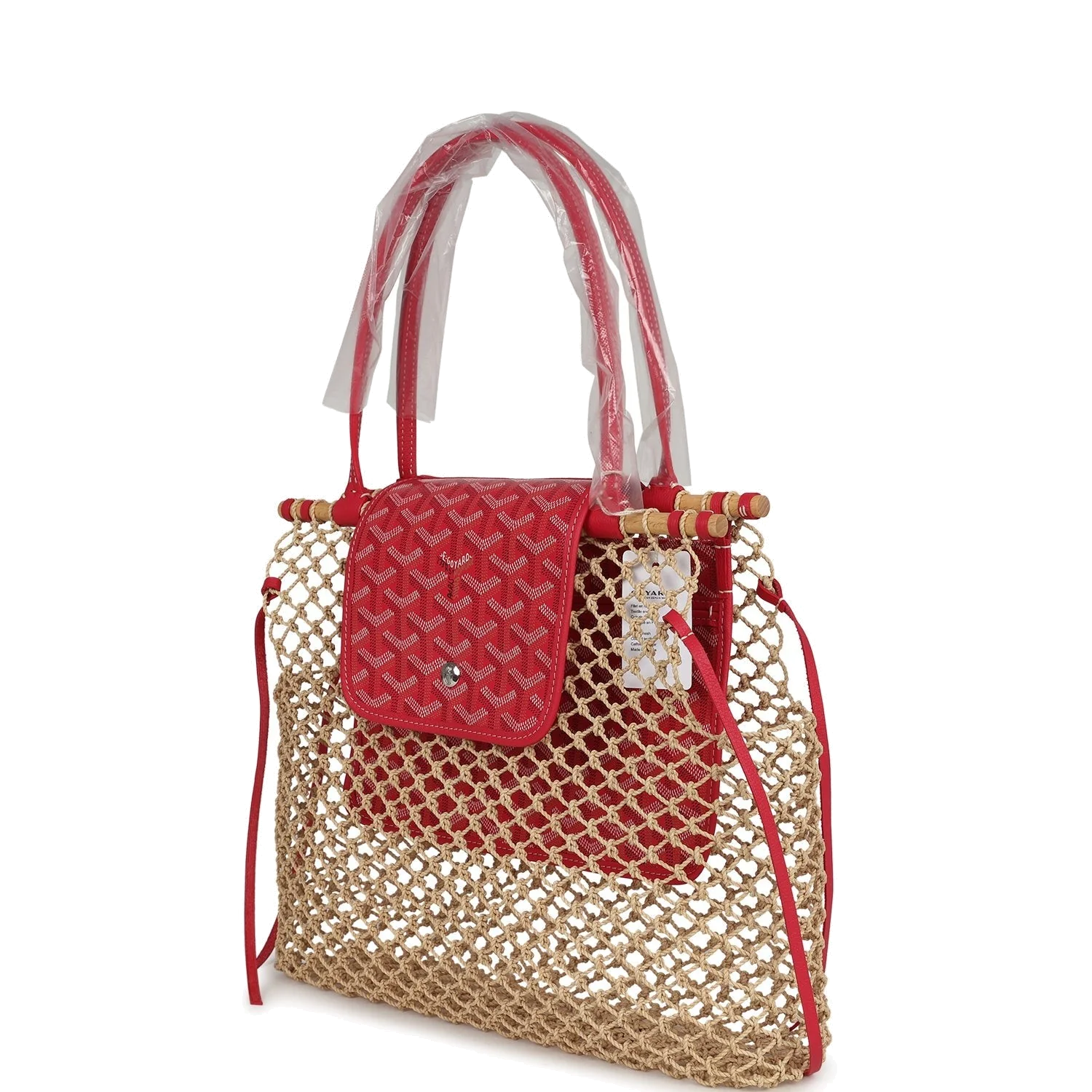 Goyard Goyardine Canvas Fuchsia Aligre Bag Raffia Net — фото 6