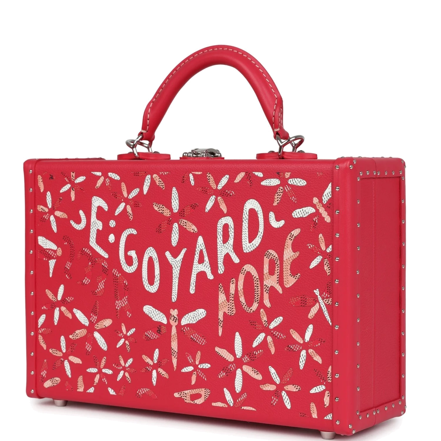 Goyard Goyardine Canvas Fuchsia Grand Hotel Marquetry Trunk PM Bag — фото 6