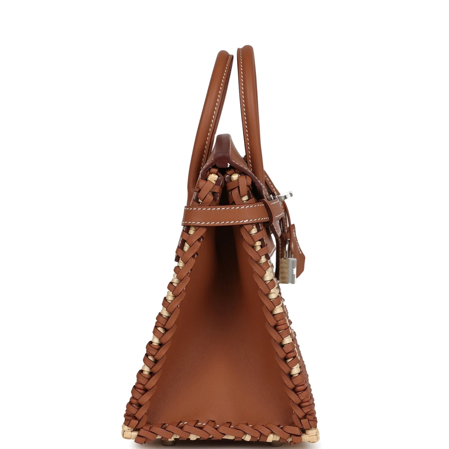 Hermes Picnic Birkin 25 Gold Swift and Stripe Wicker Palladium Hardware Золотой Swift — фото 4