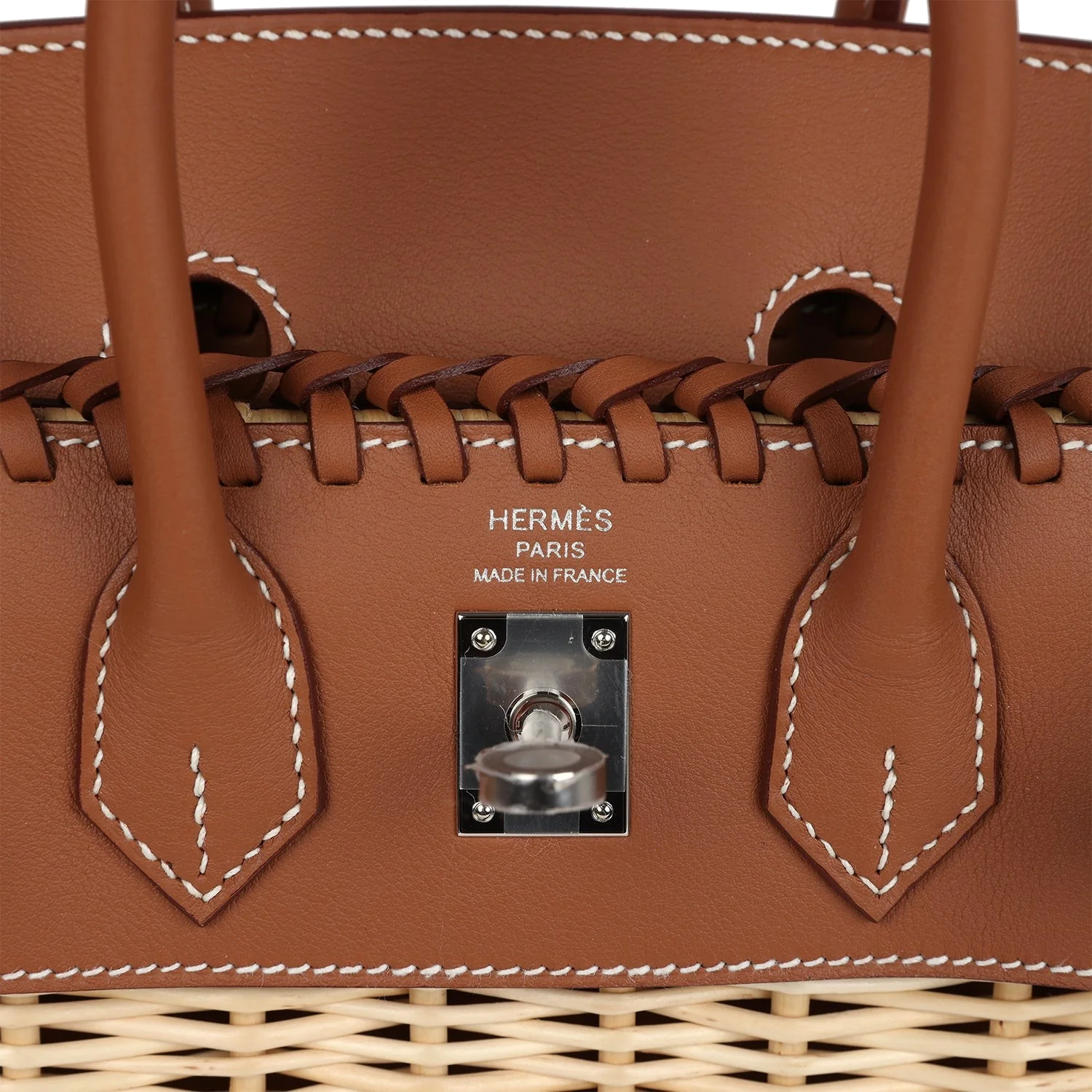 Hermes Picnic Birkin 25 Gold Swift and Stripe Wicker Palladium Hardware Золотой Swift — фото 8