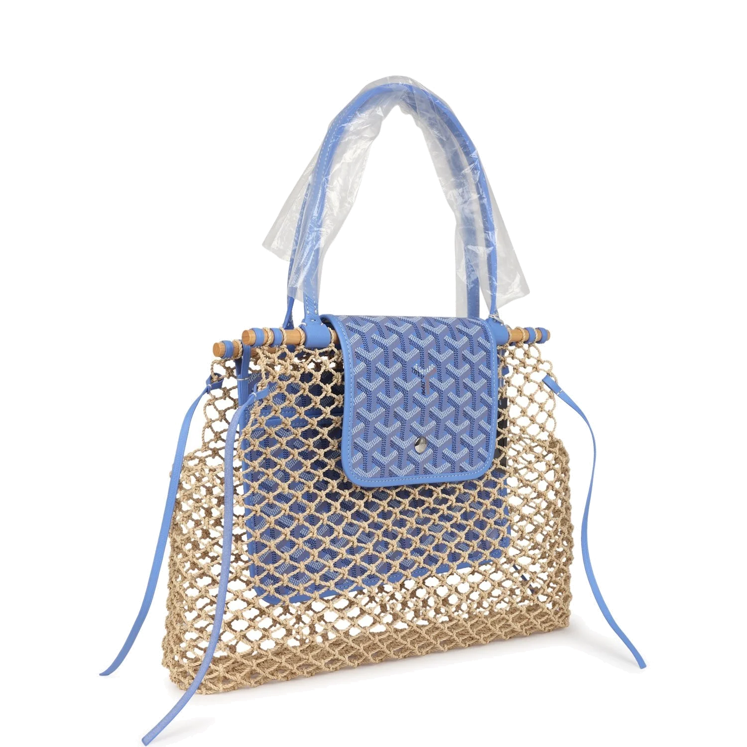 Goyard Goyardine Canvas Iris Aligre Bag Raffia Net — фото 3