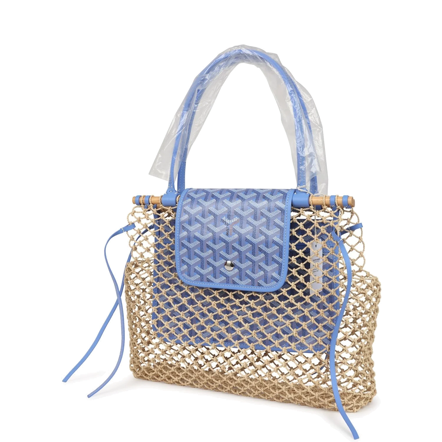 Goyard Goyardine Canvas Iris Aligre Bag Raffia Net — фото 4
