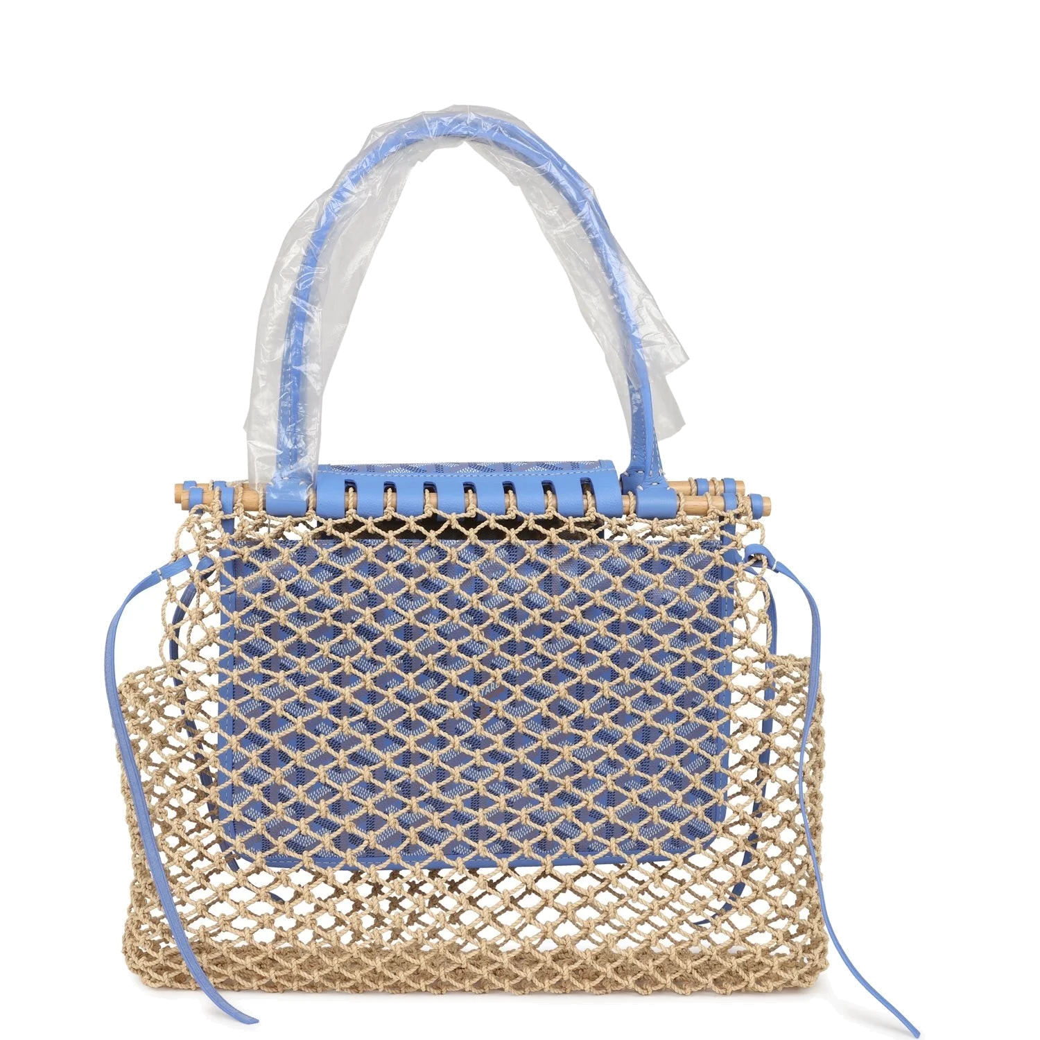 Goyard Goyardine Canvas Iris Aligre Bag Raffia Net — фото 6