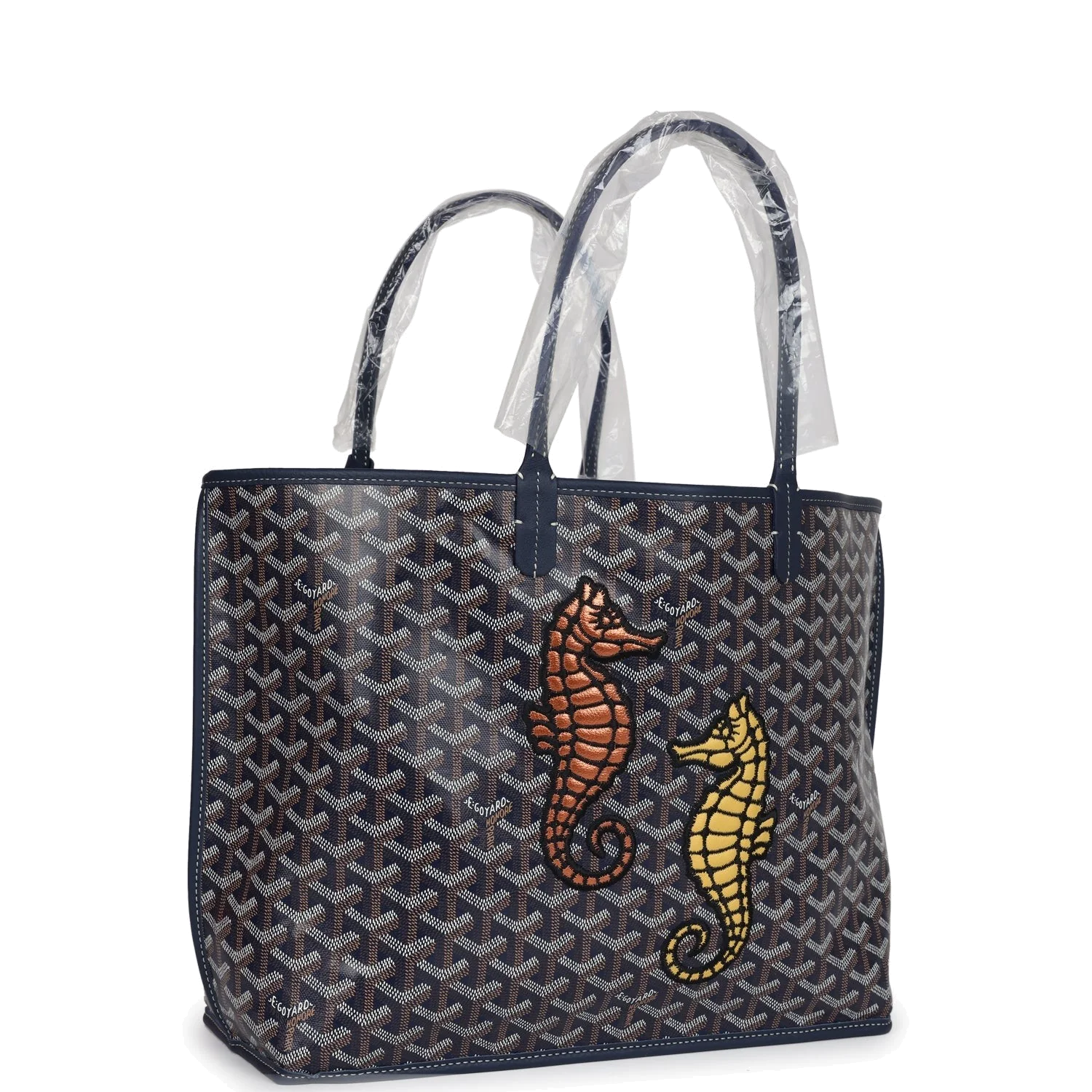 Goyard Goyardine Navy Blue Anjou PM Embroidered — фото 3