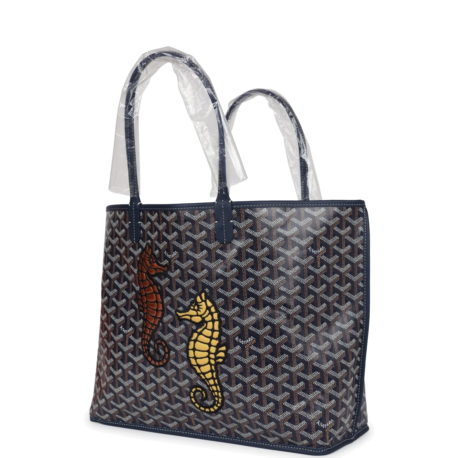 Goyard Goyardine Navy Blue Anjou PM Embroidered — фото 6