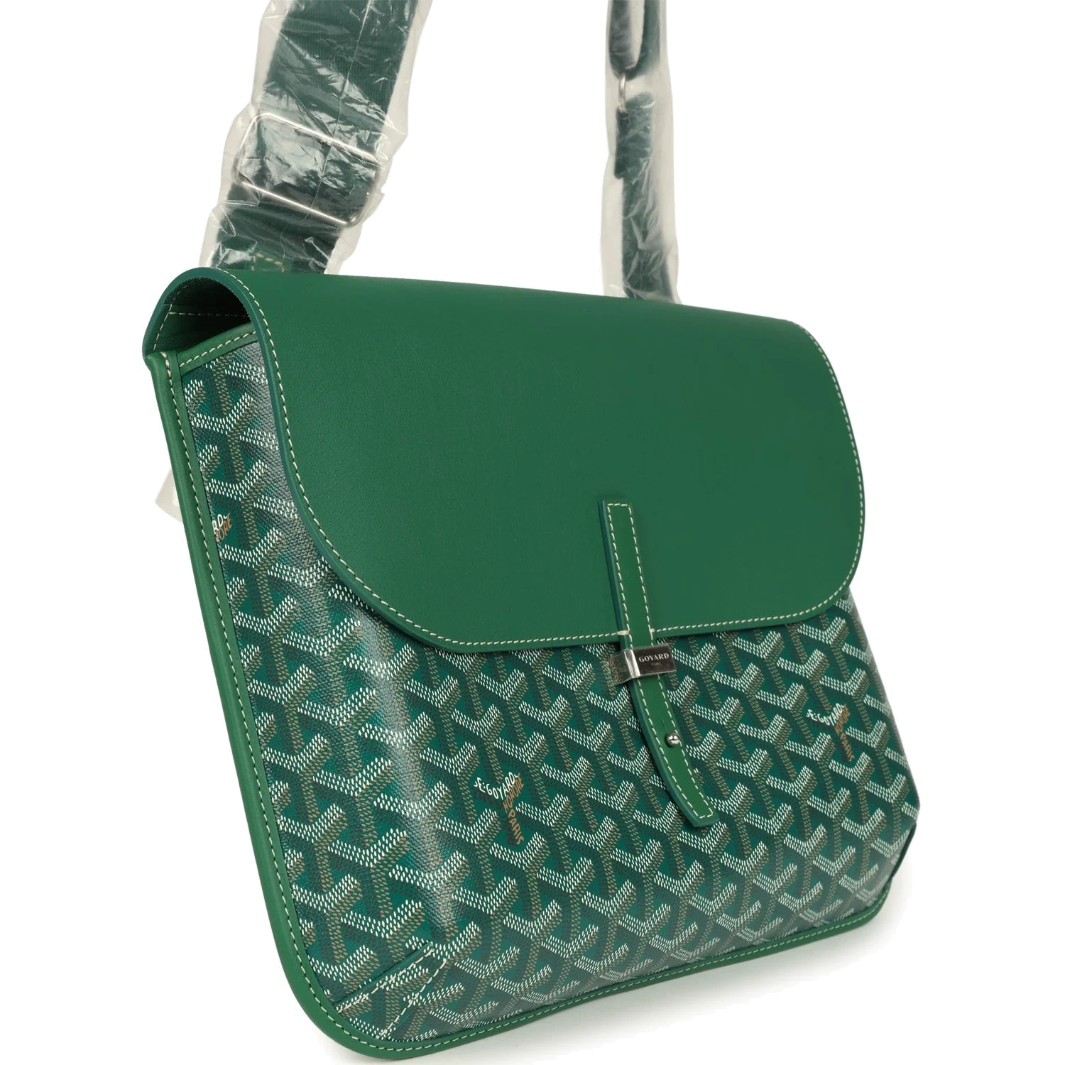 Goyard Coursier Messenger Bag Green Goyardine Canvas & Chevroches Calfskin — фото 3