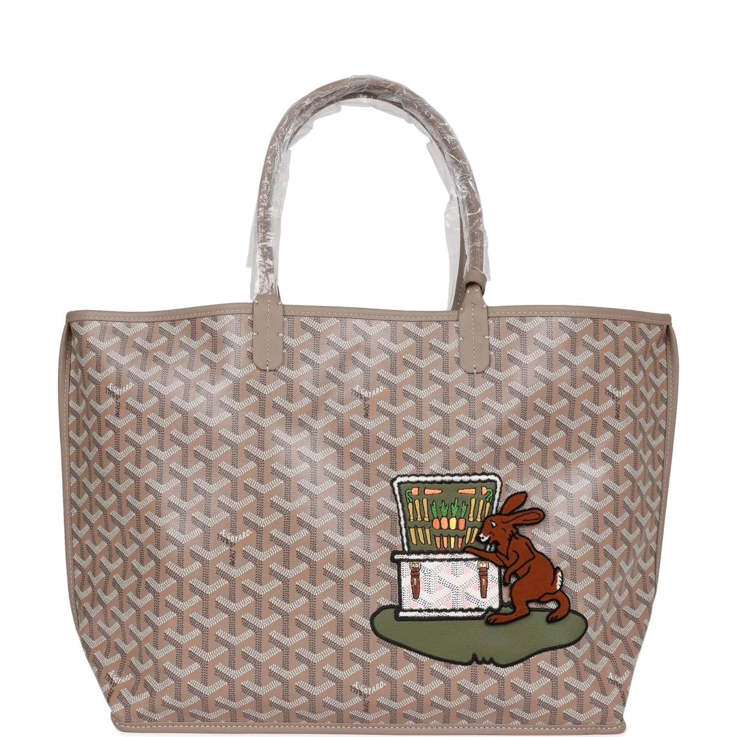 Goyard Goyardine Greige Anjou PM Embroidered Bunny Khaki Bag — фото 2