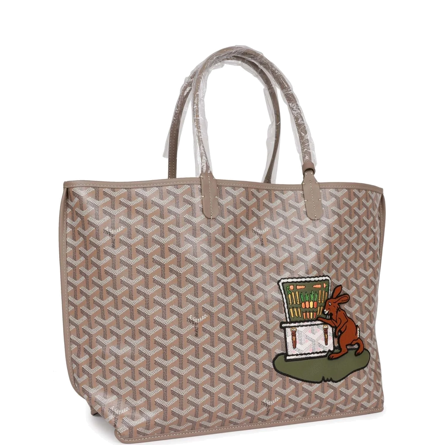 Goyard Goyardine Greige Anjou PM Embroidered Bunny Khaki Bag — фото 3