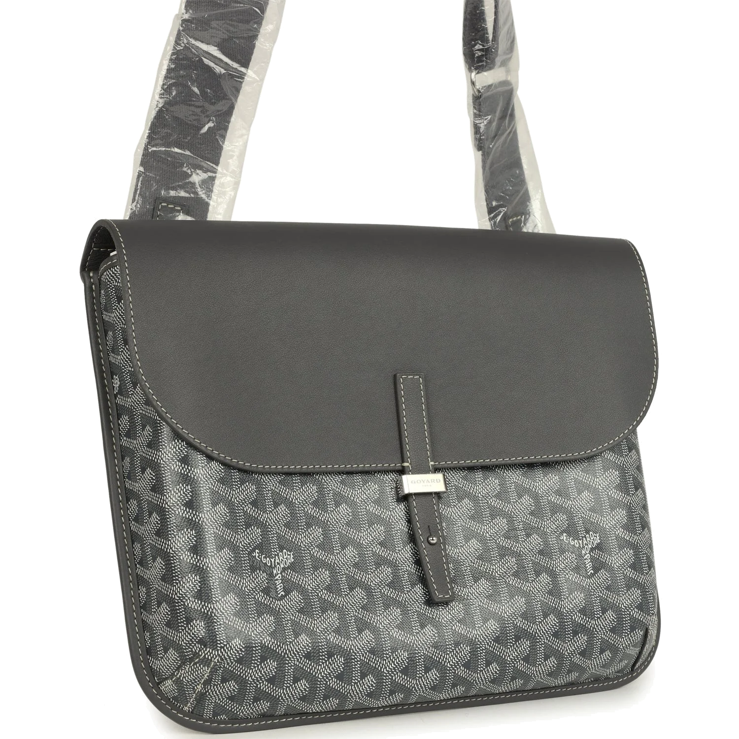 Goyard Coursier Messenger Bag Grey Goyardine Canvas & Chevroches Calfskin — фото 3