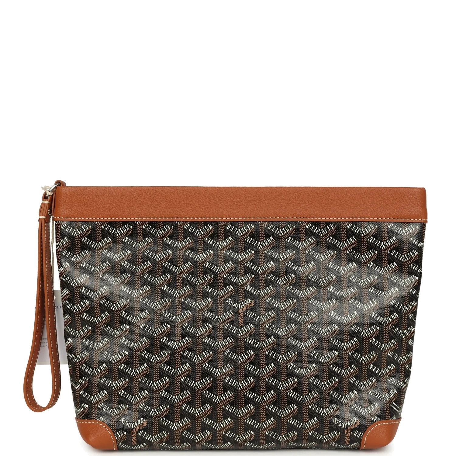 Goyard Goyardine Canvas Black and Tan Conti Pouch