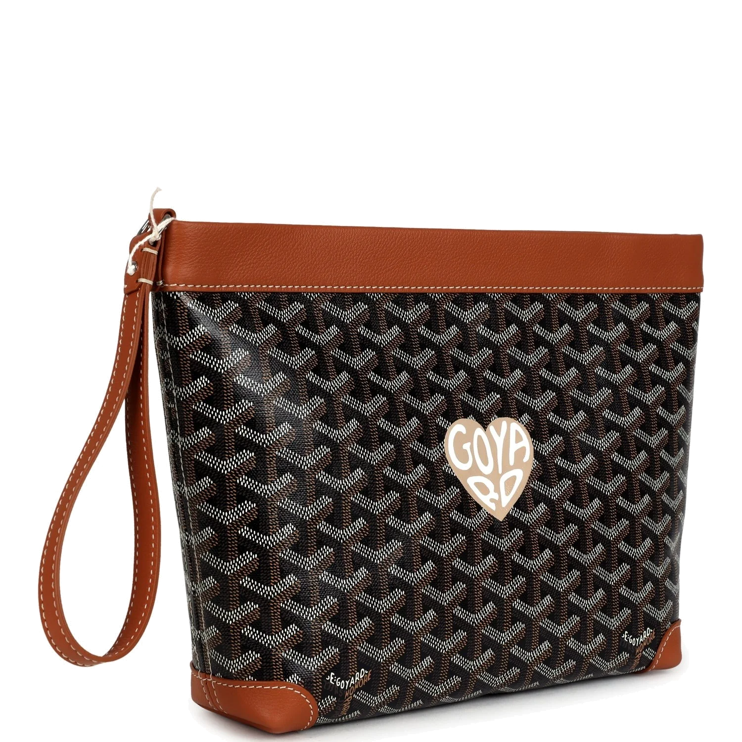 Goyard Cuir Goyardine Canvas Black and Tan Conti Pouch — фото 3