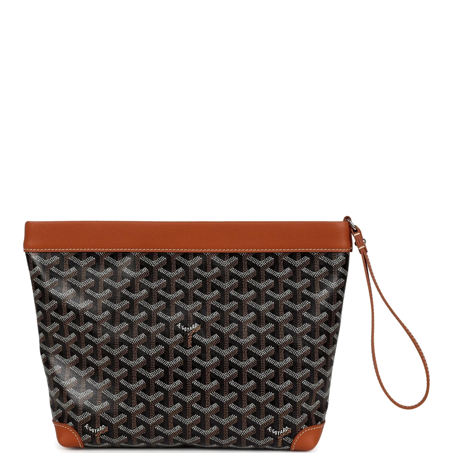 Goyard Cuir Goyardine Canvas Black and Tan Conti Pouch — фото 5