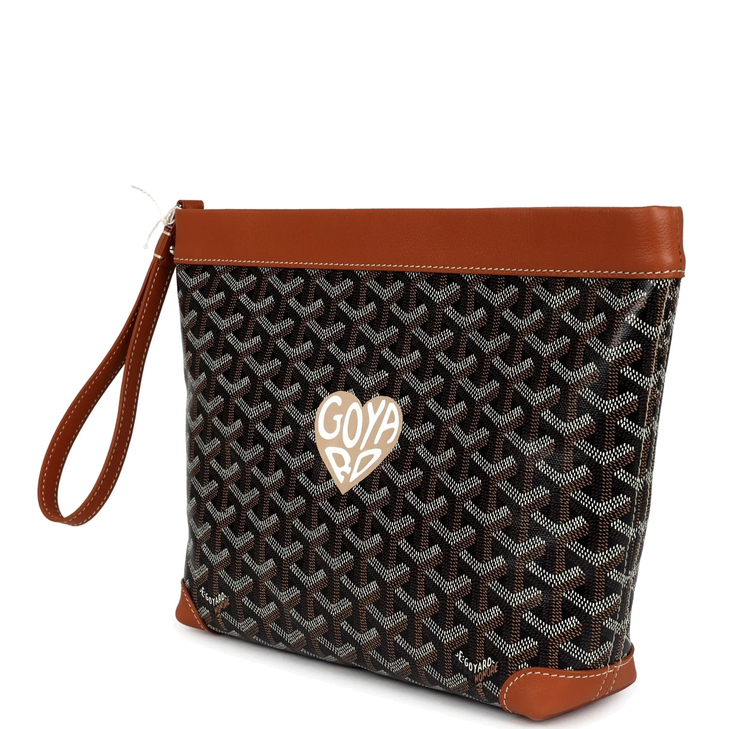 Goyard Cuir Goyardine Canvas Black and Tan Conti Pouch — фото 6