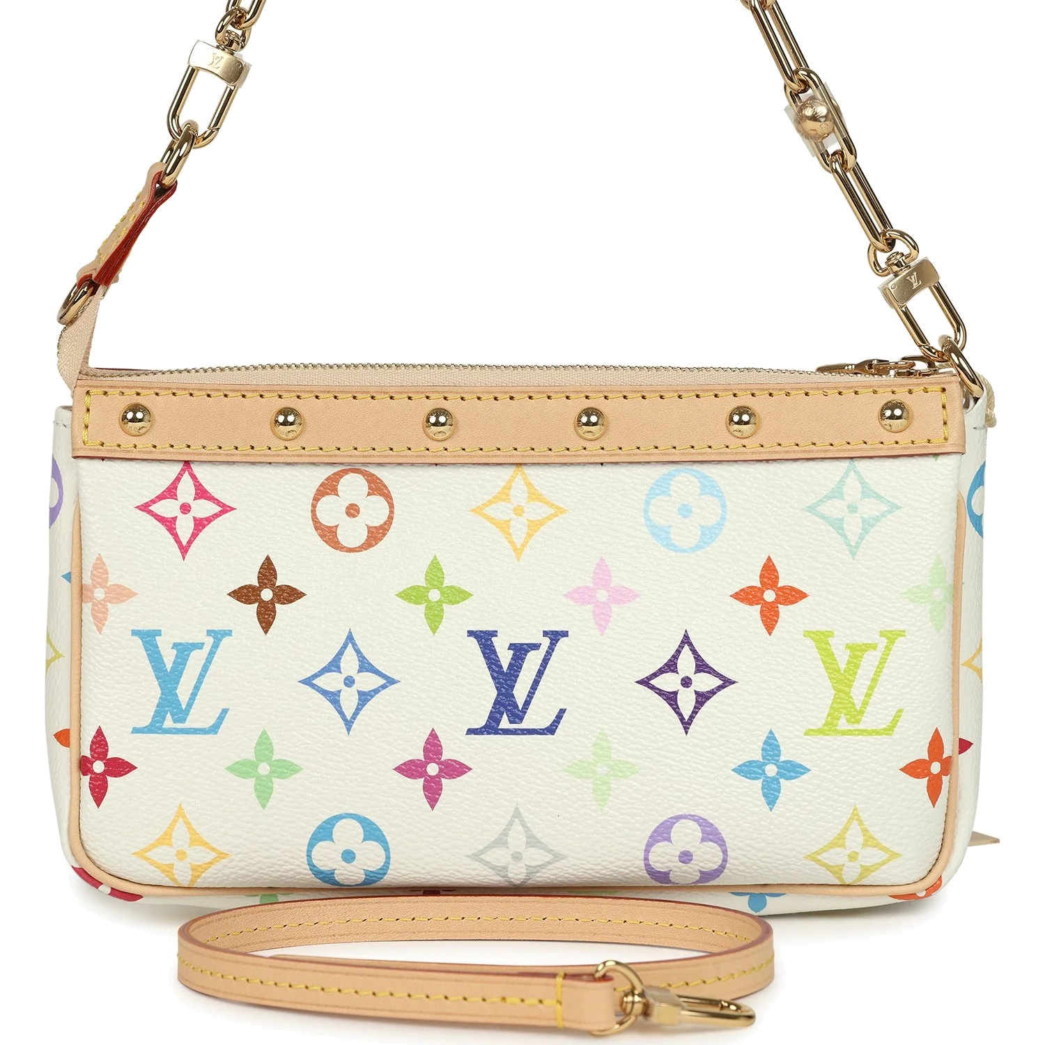 Louis Vuitton X Takashi Murakami Pochette Accessories White Multicolored Monogram — фото 2