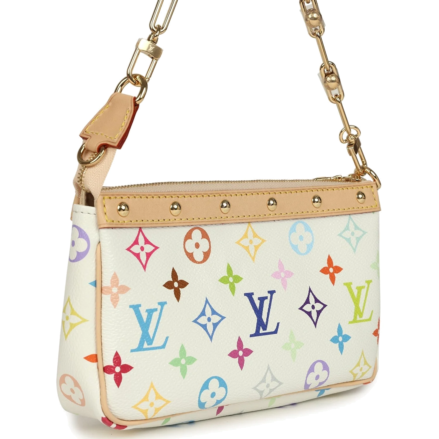 Louis Vuitton X Takashi Murakami Pochette Accessories White Multicolored Monogram — фото 3