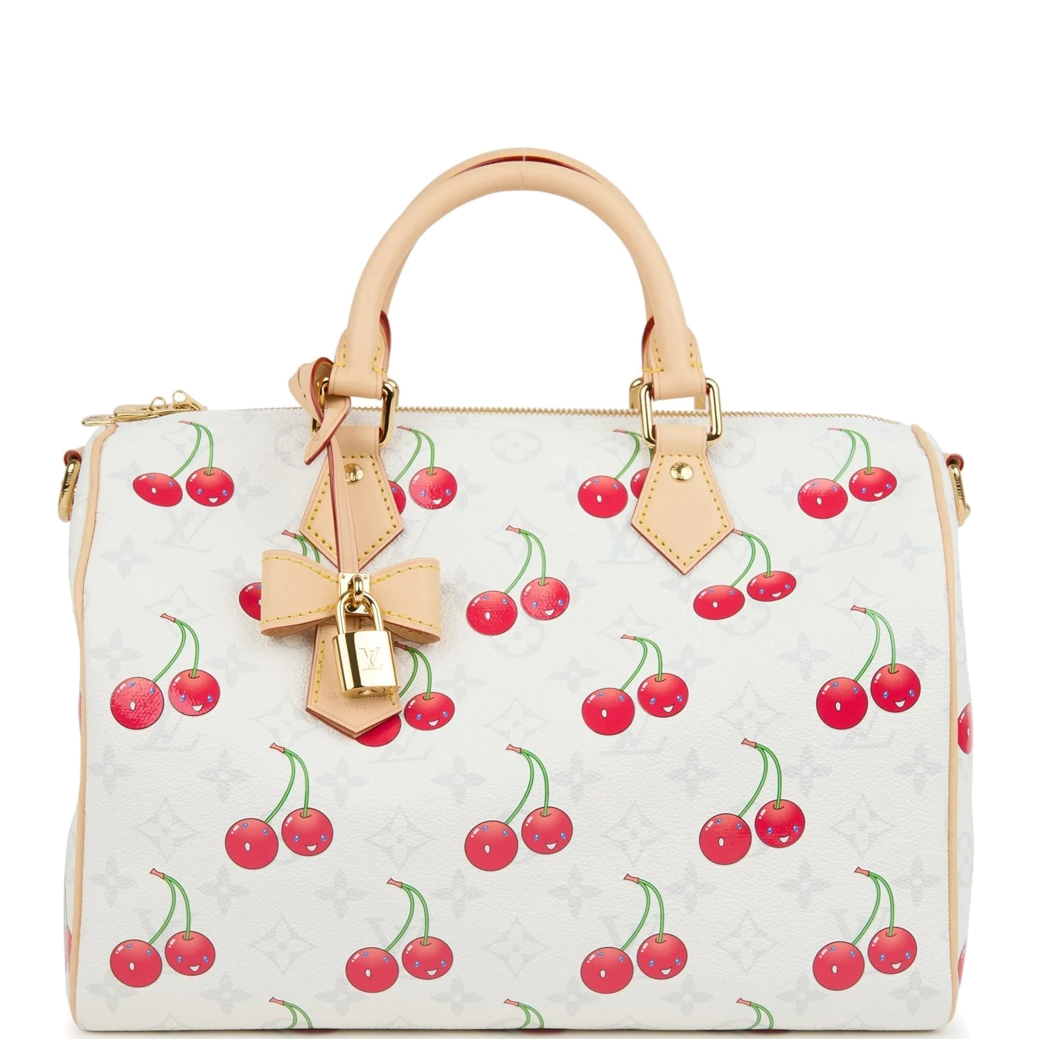 Louis Vuitton X Takashi Murakami Soft Speedy Bandouliere 30 Cherry White Monogram — фото 2