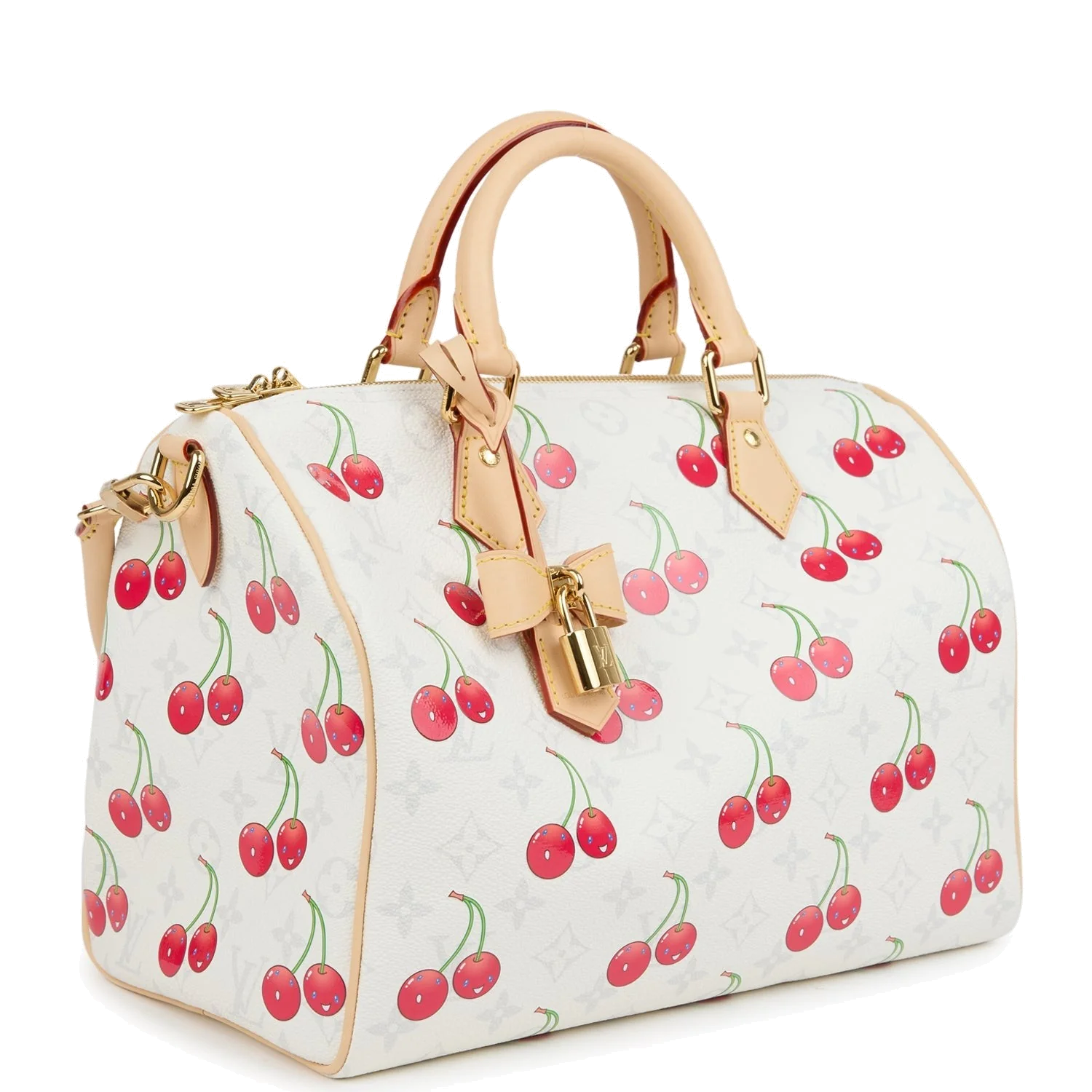 Louis Vuitton X Takashi Murakami Soft Speedy Bandouliere 30 Cherry White Monogram — фото 3