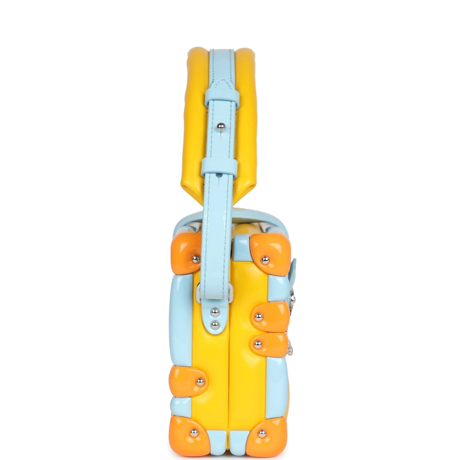Louis Vuitton Petite Malle Handbag Light Blue & Yellow Glossy Calfskin — фото 5