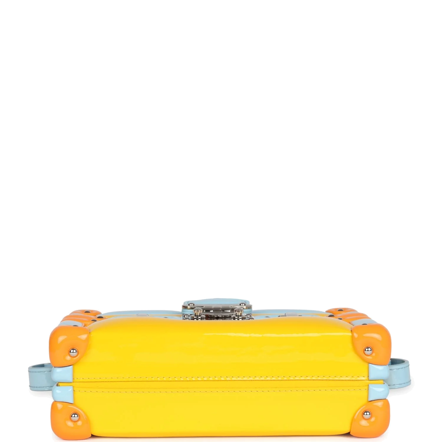 Louis Vuitton Petite Malle Handbag Light Blue & Yellow Glossy Calfskin — фото 8