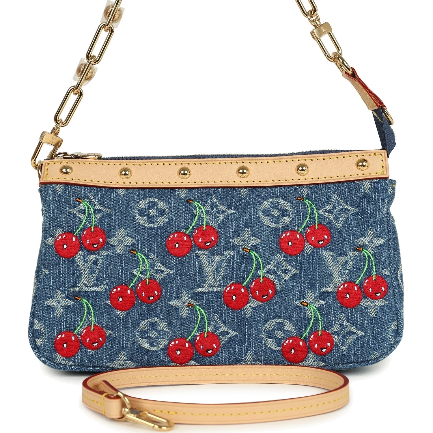 Louis Vuitton X Takashi Murakami Cherry Pochette Accessories Denim Monogram