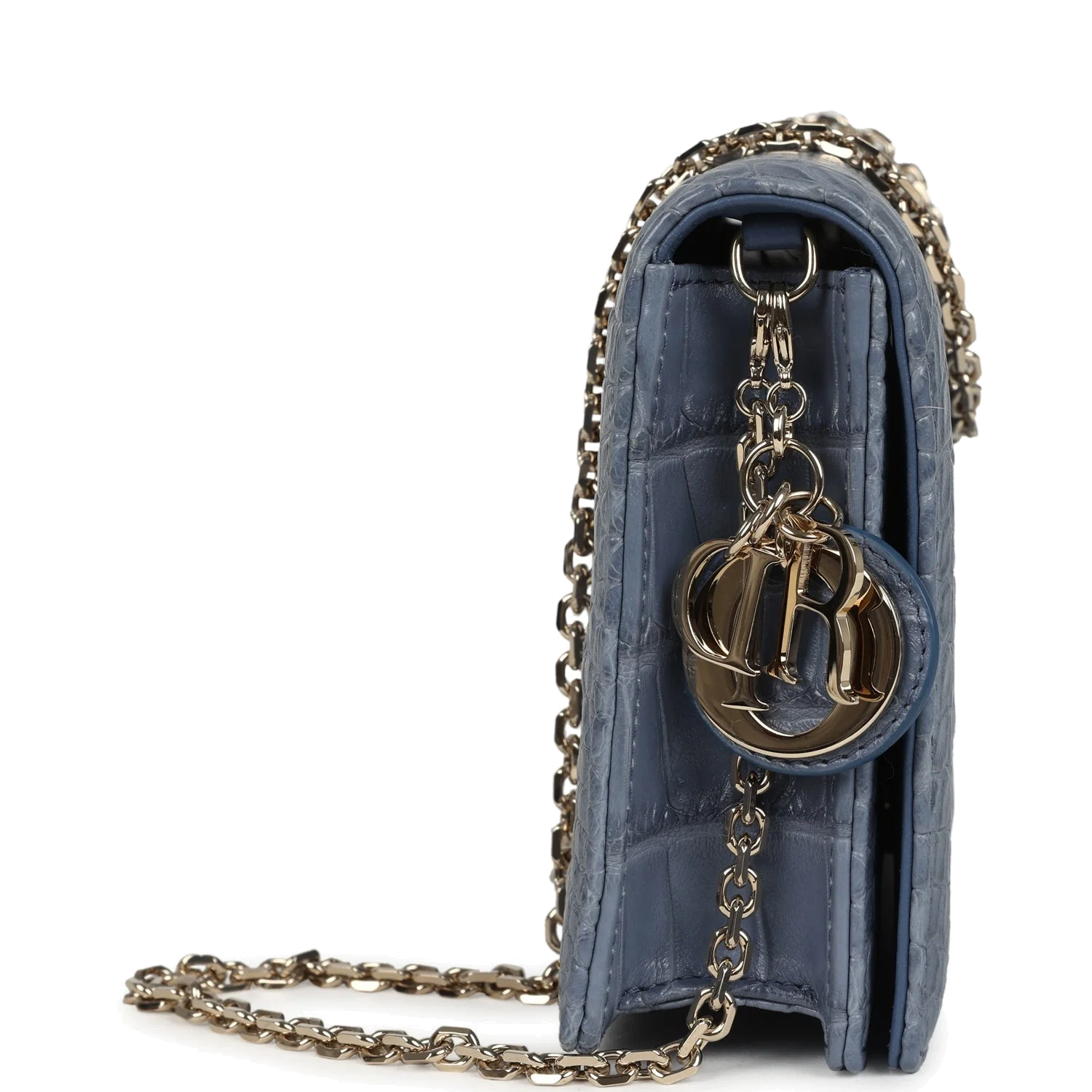 Christian Dior Convertible Clutch Bag Blue Alligator — фото 4