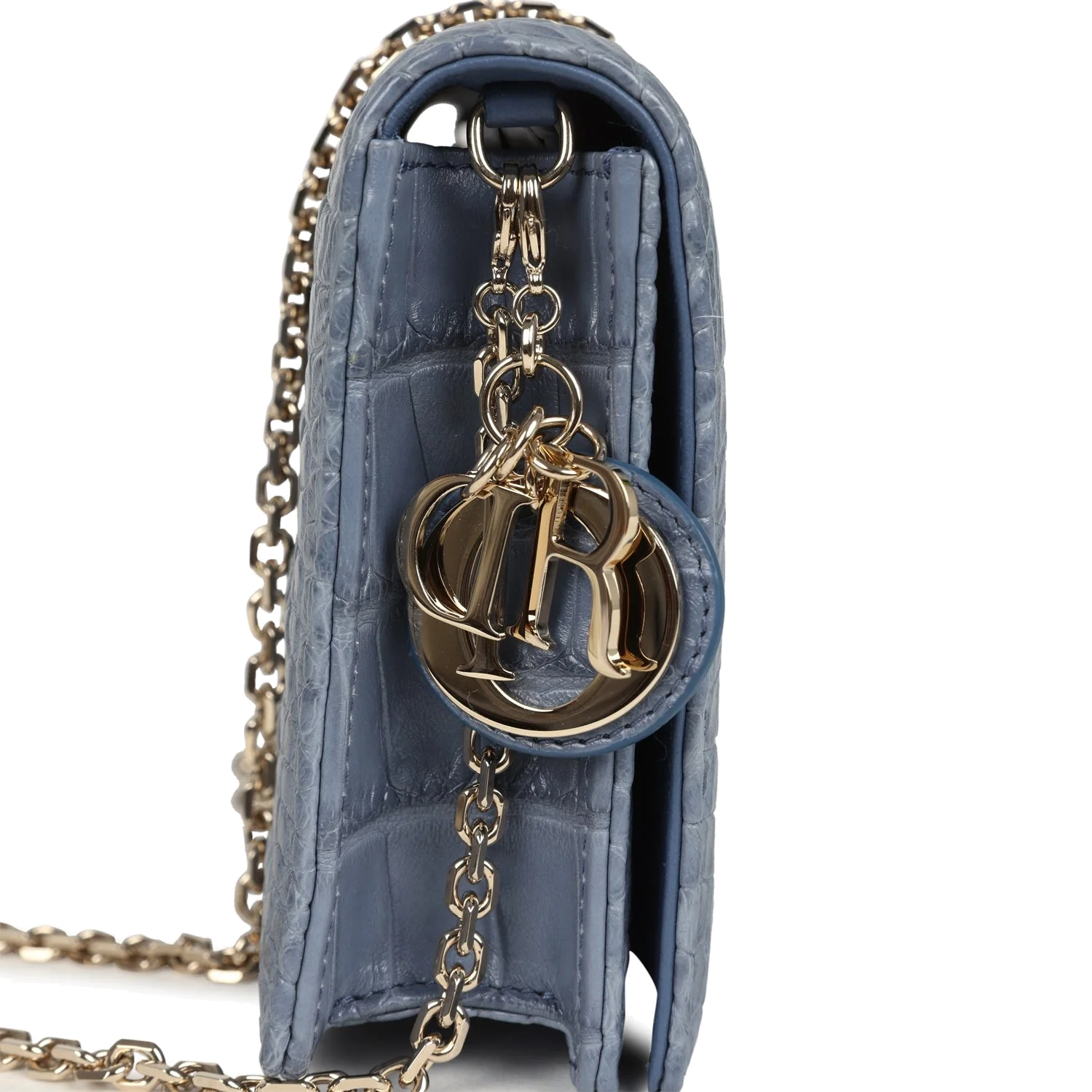 Christian Dior Convertible Clutch Bag Blue Alligator — фото 8