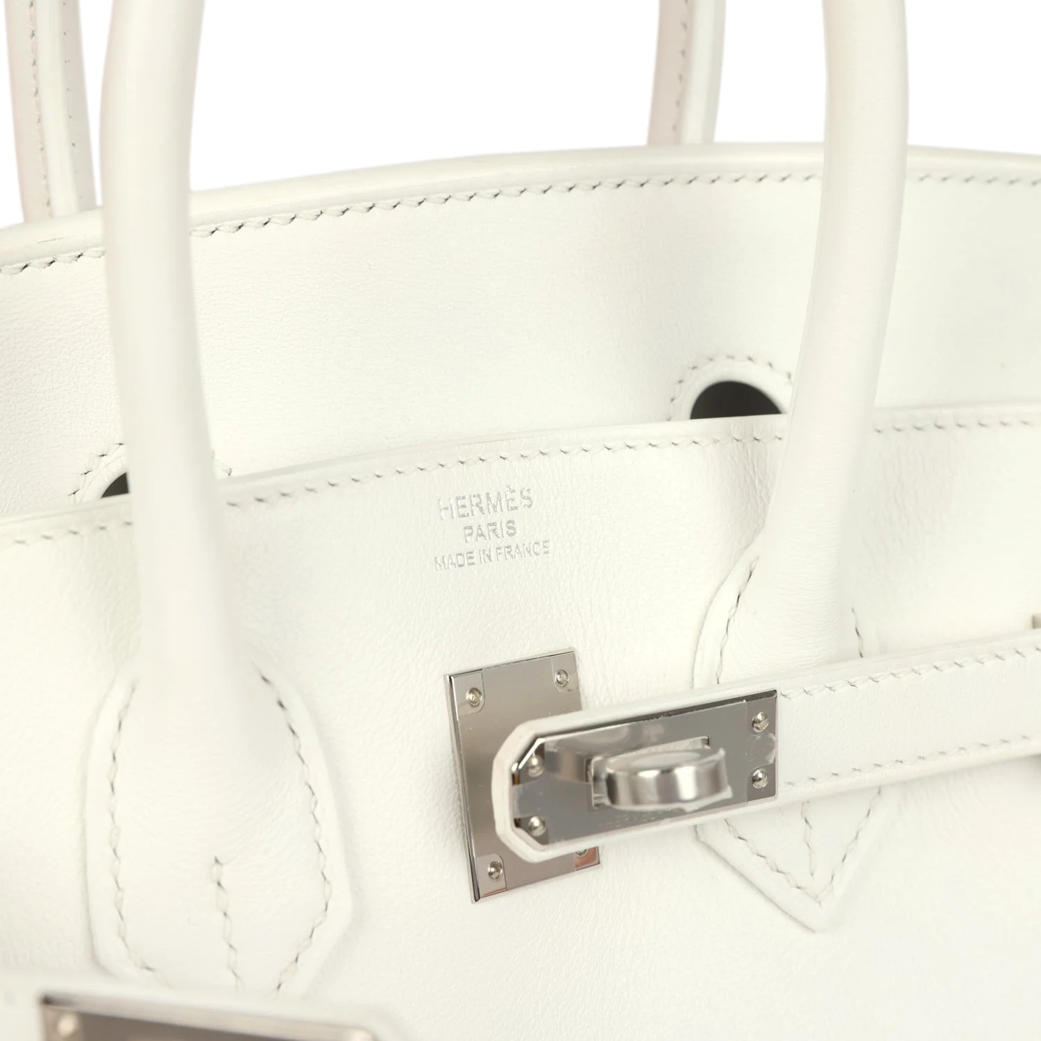 Hermes Birkin 25 New White Swift Palladium Hardware Белый Swift — фото 8