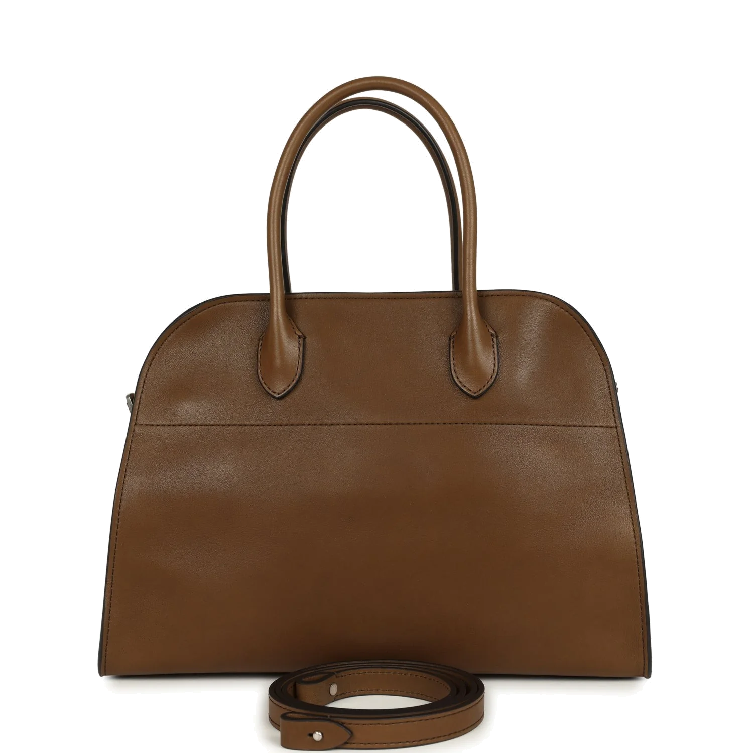 The Row Soft Margaux 12 Bag Muschio Saddle Leather