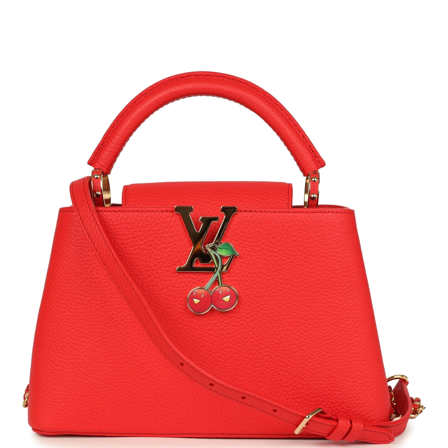 Louis Vuitton X Takashi Murakami Cherry Capucines BB Red Taurillon Leather