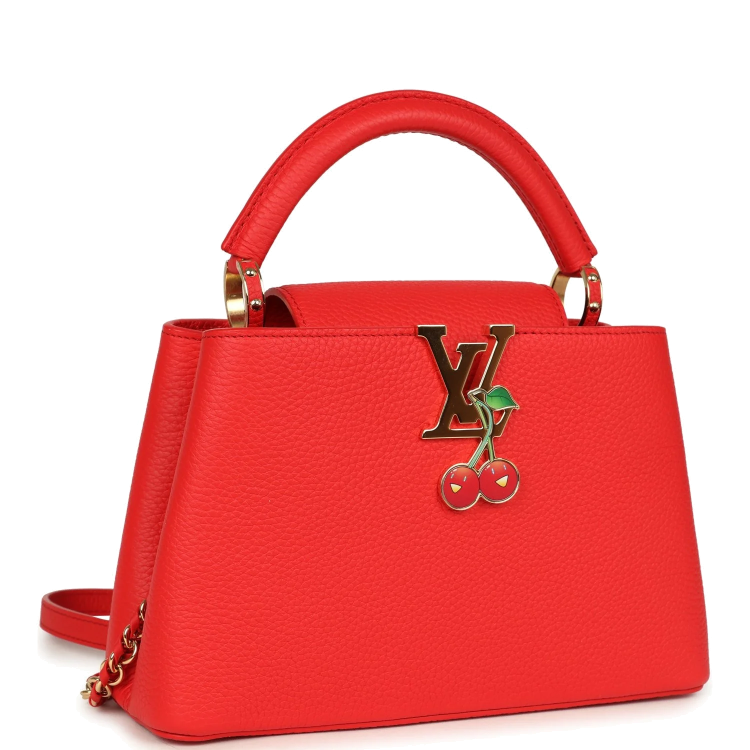 Louis Vuitton X Takashi Murakami Cherry Capucines BB Red Taurillon Leather — фото 3