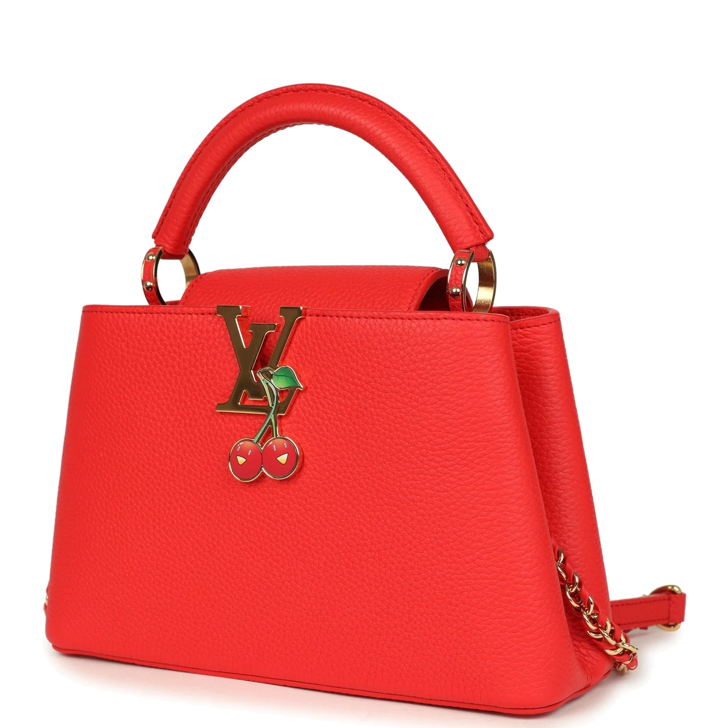 Louis Vuitton X Takashi Murakami Cherry Capucines BB Red Taurillon Leather — фото 6