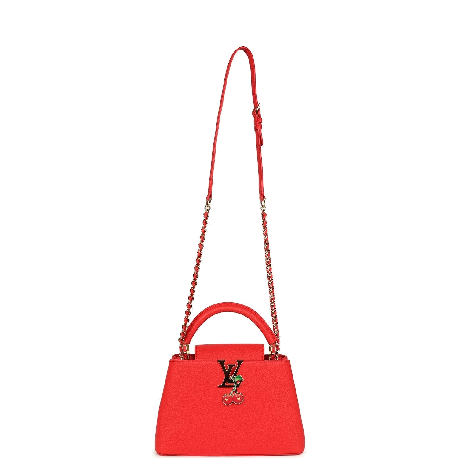 Louis Vuitton X Takashi Murakami Cherry Capucines BB Red Taurillon Leather — фото 8