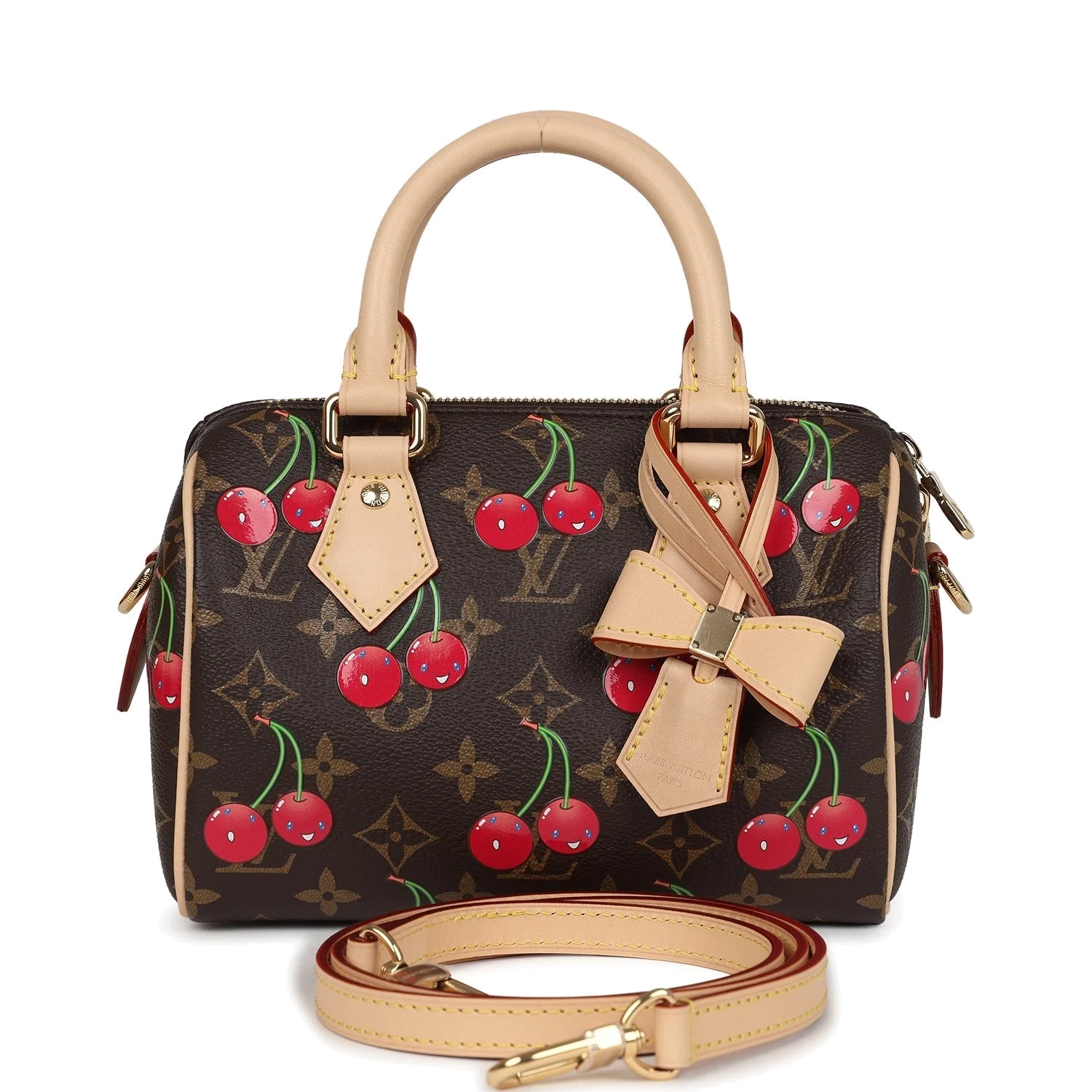 Louis Vuitton X Takashi Murakami Cerises Speedy Bandouliere 20 Bag Brown Cherry Monogram