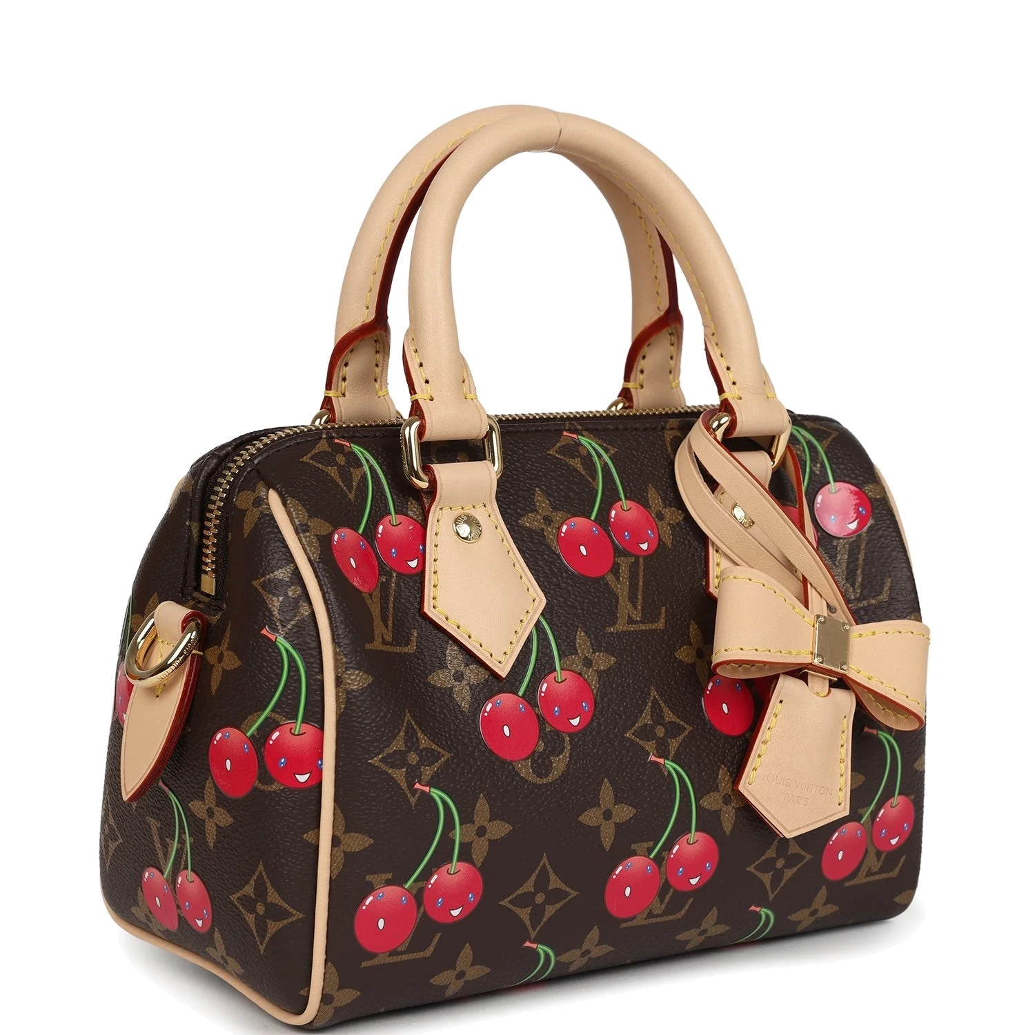 Louis Vuitton X Takashi Murakami Cerises Speedy Bandouliere 20 Bag Brown Cherry Monogram — фото 3