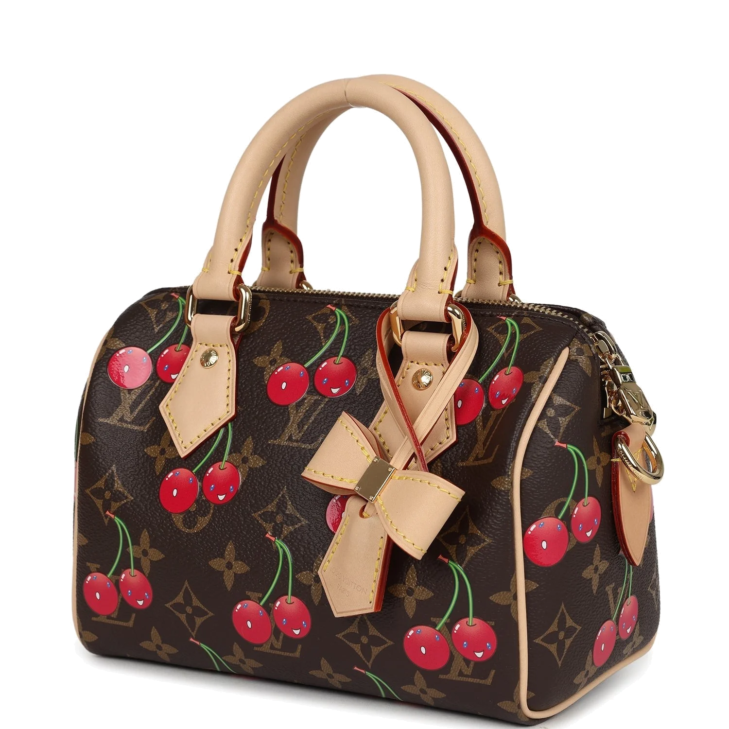 Louis Vuitton X Takashi Murakami Cerises Speedy Bandouliere 20 Bag Brown Cherry Monogram — фото 6