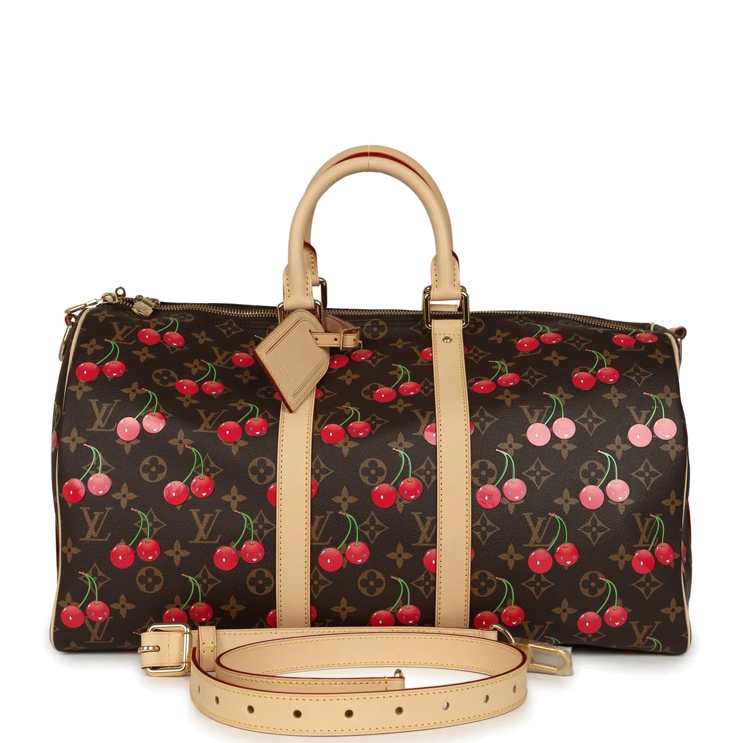 Louis Vuitton X Murakami Keepall Bandouliere 45 Red and Brown Cherry Monogram — фото 2