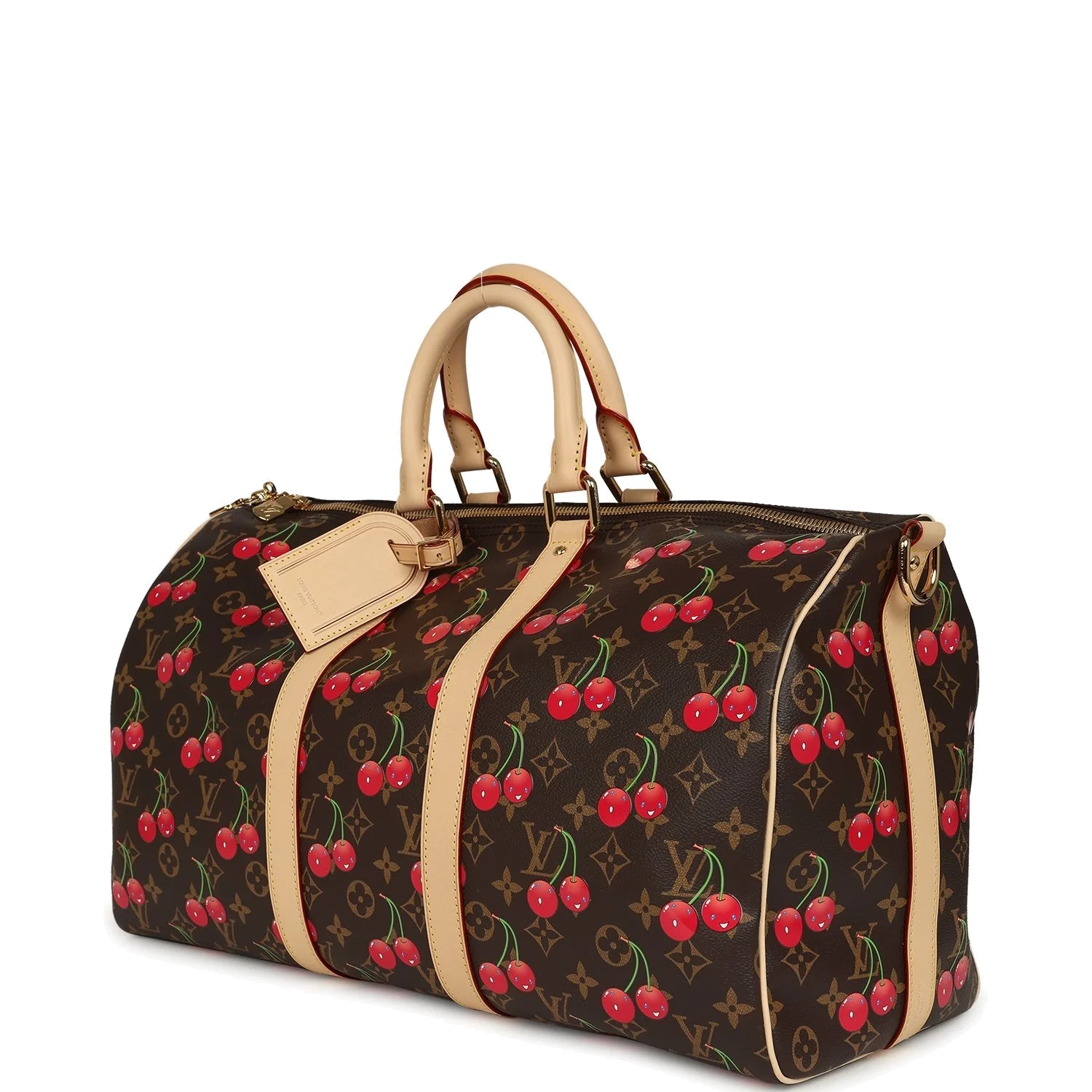 Louis Vuitton X Murakami Keepall Bandouliere 45 Red and Brown Cherry Monogram — фото 4