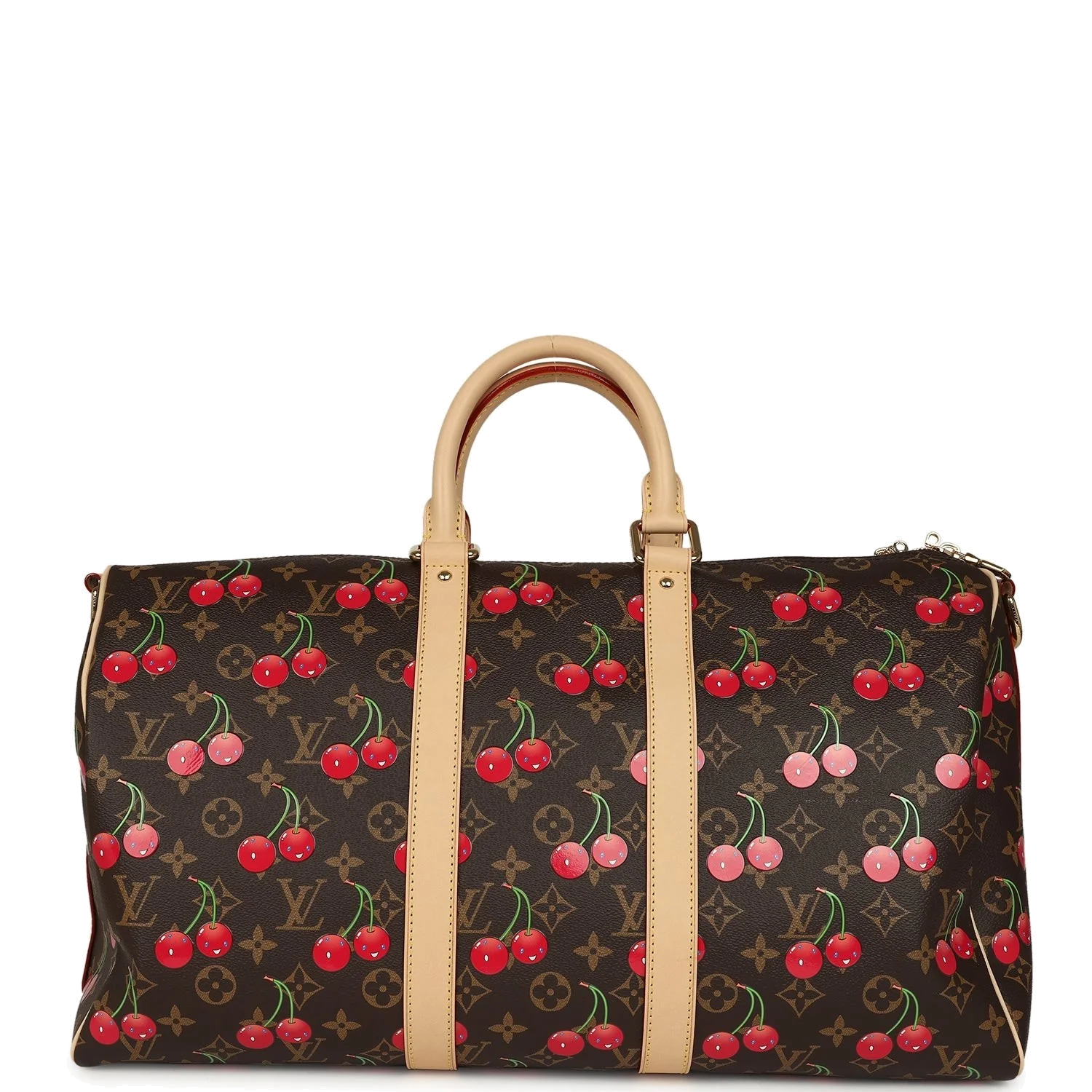 Louis Vuitton X Murakami Keepall Bandouliere 45 Red and Brown Cherry Monogram — фото 6