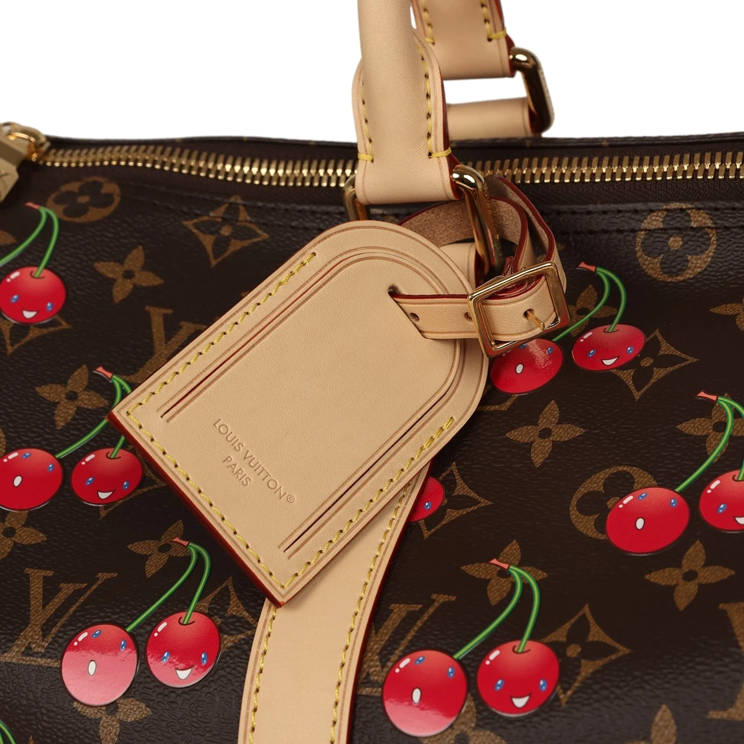 Louis Vuitton X Murakami Keepall Bandouliere 45 Red and Brown Cherry Monogram — фото 7