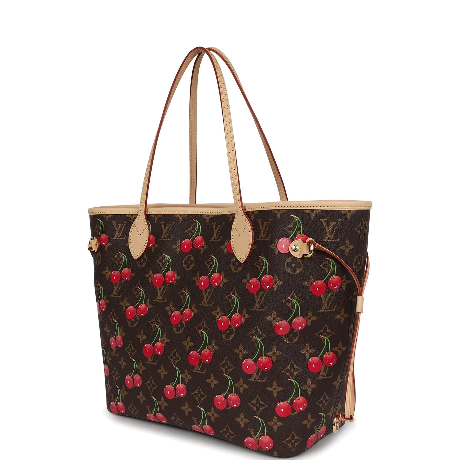 Louis Vuitton X Takashi Murakami Neverfull MM Cherry Brown Monogram — фото 6